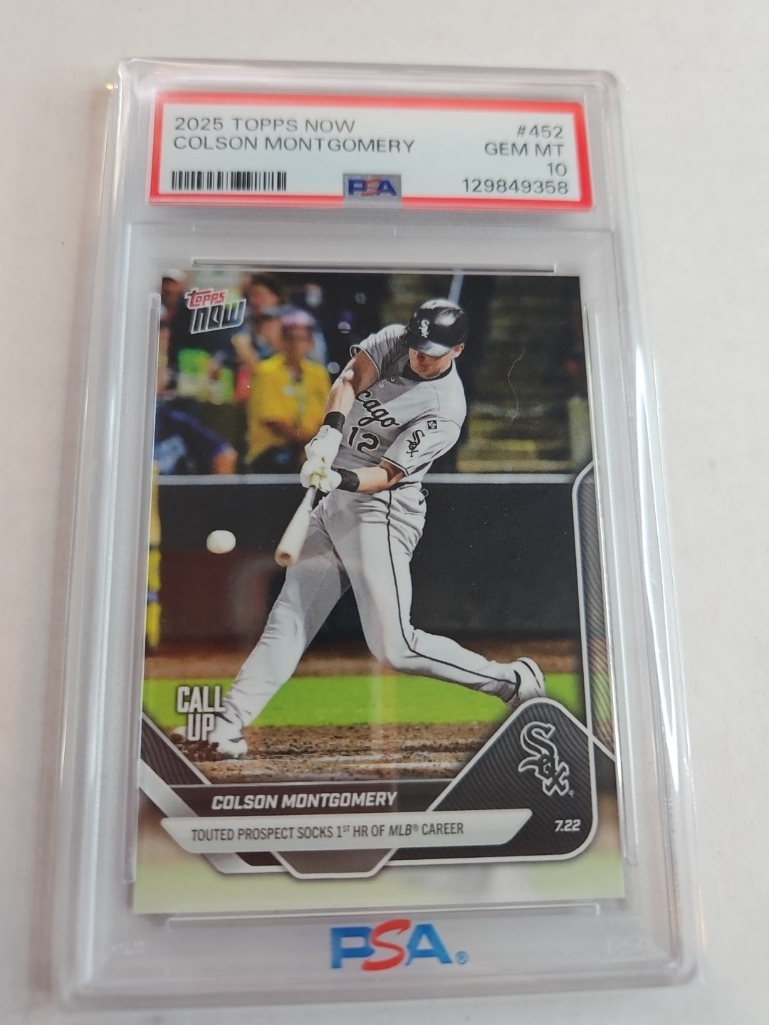 2025 Topps Now Call Up 1st MLB HR! Colson Montgomery PSA 10 White Sox Pop 3!