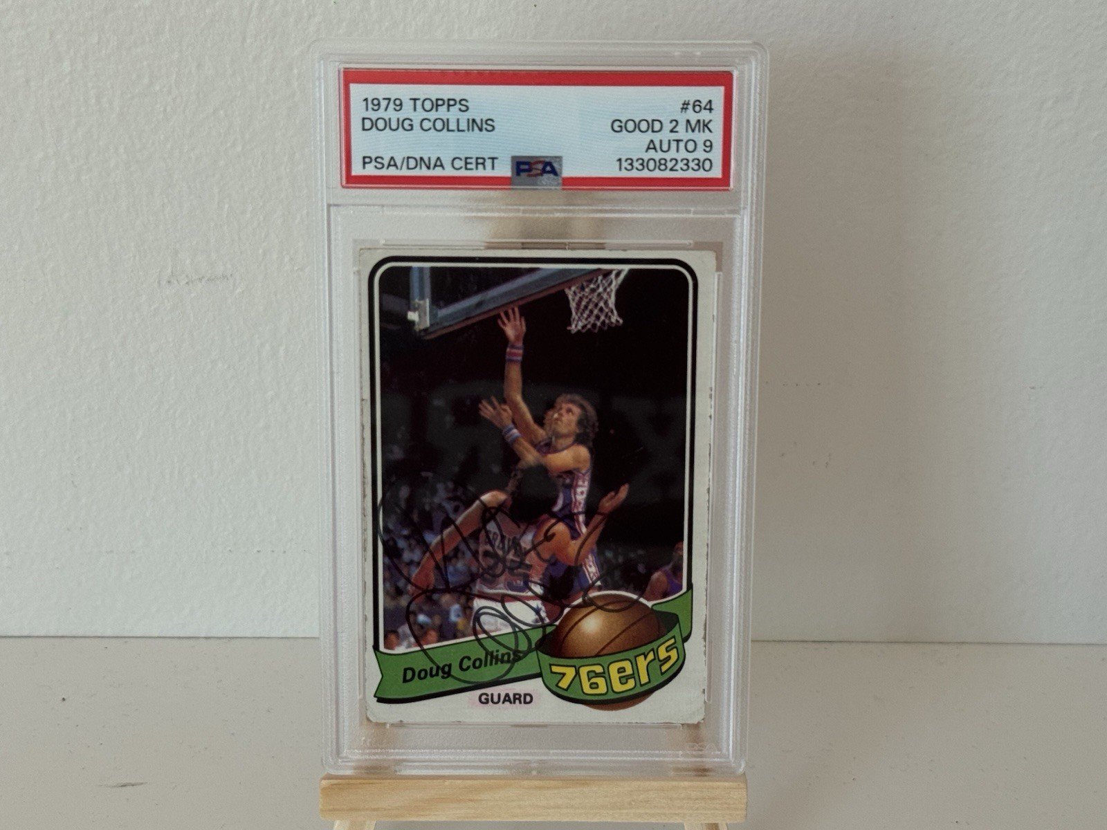1979-80 Topps Doug Collins 76ers Autographed Card #64 PSA/DNA On-Card Auto