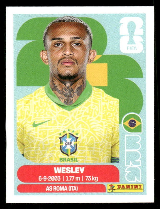 2026 USA Fifa World Cup Panini Sticker WESLEY Brazil BRA8 RC