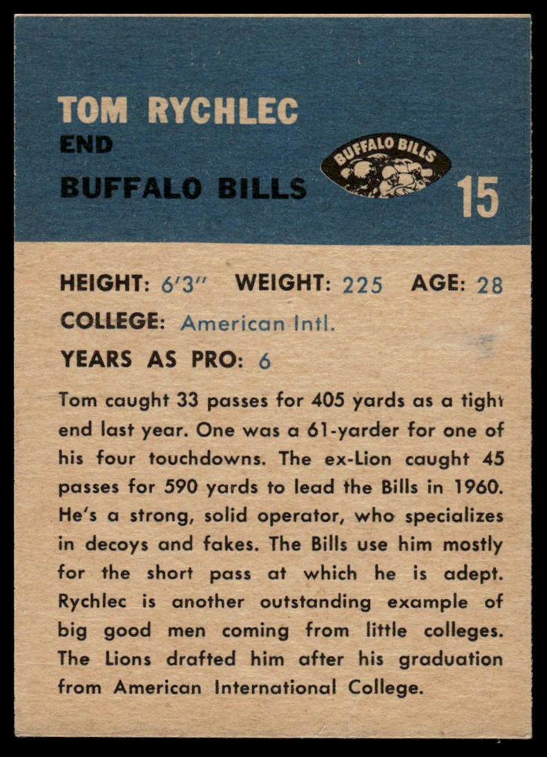 1962 Fleer #15 Tom Rychlec