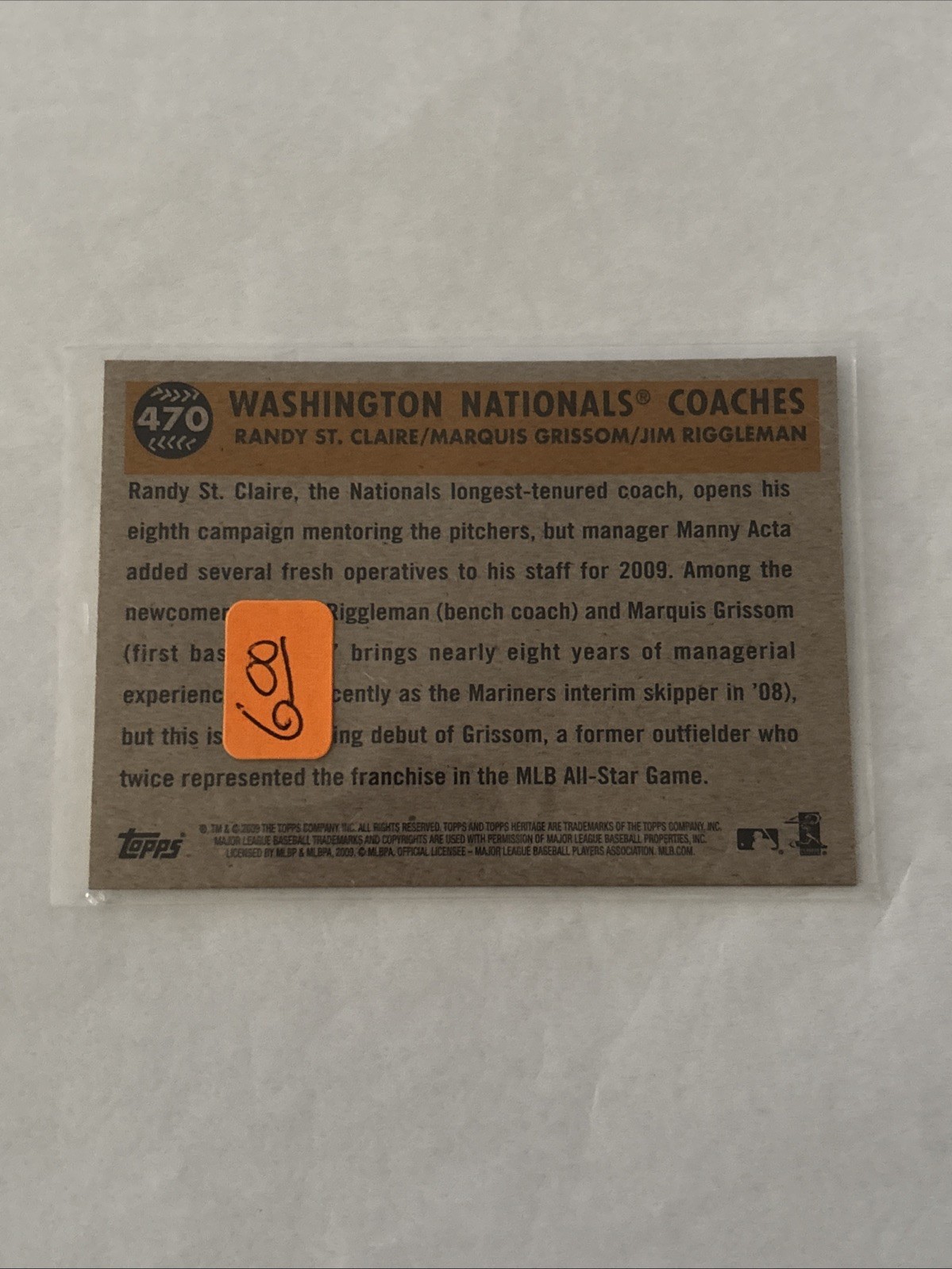 2009 Topps Heritage SP #470 Washington Nationals Coaches