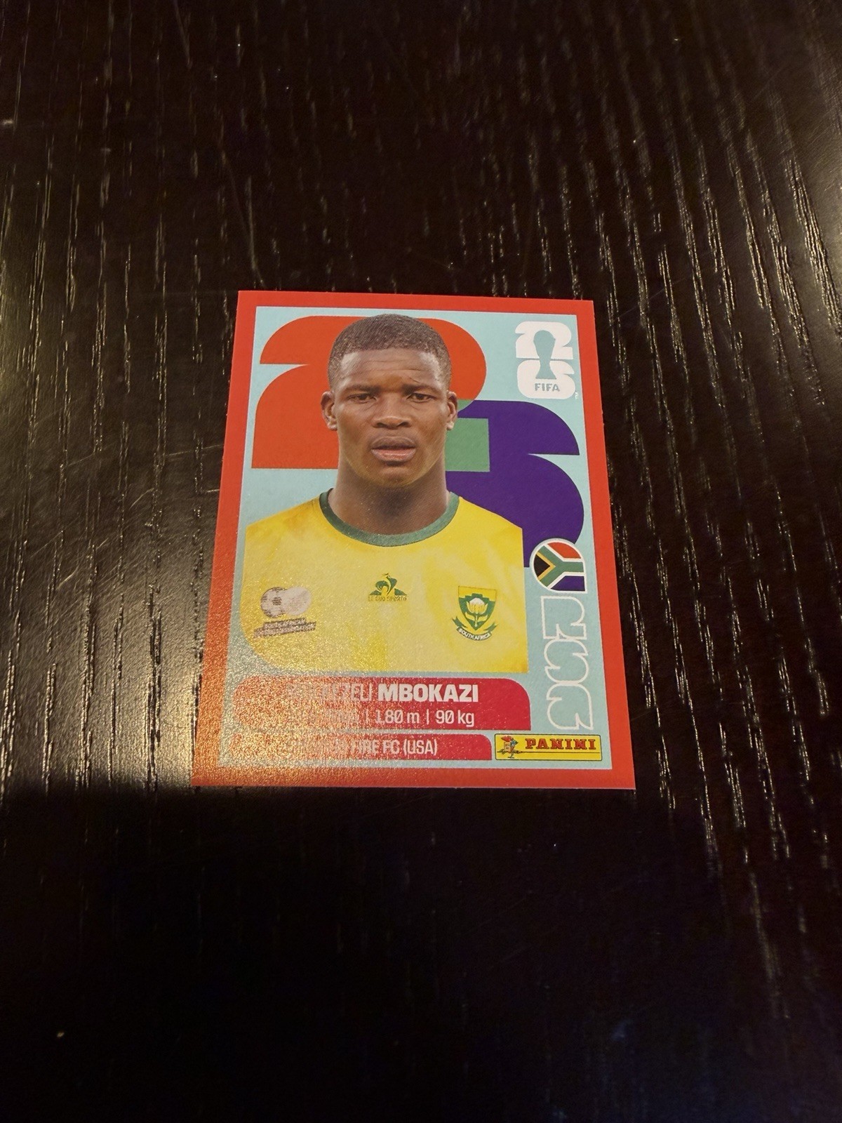 2026 Panini FIFA World Cup Sticker #RSA6 Mbekezeli Mbokazi— Red Border