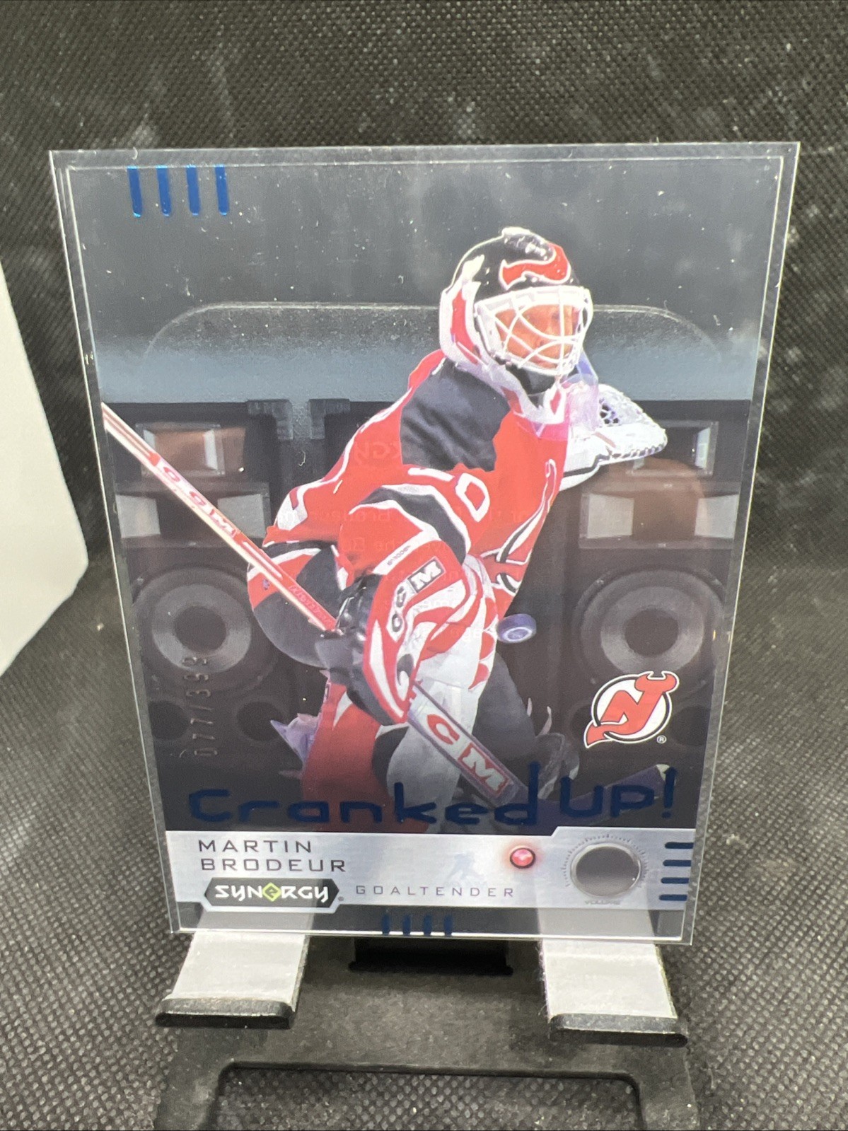 2023-24 Upper Deck Synergy – Cranked Up Martin Brodeur #CR-BR Blue /399