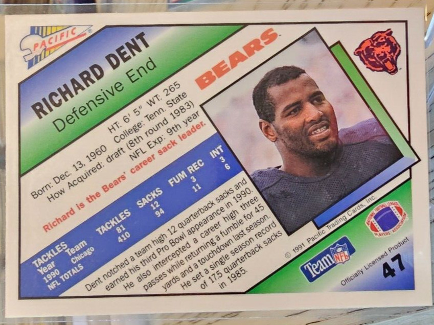 1991 Pacific Richard Dent #47 Chicago Bears
