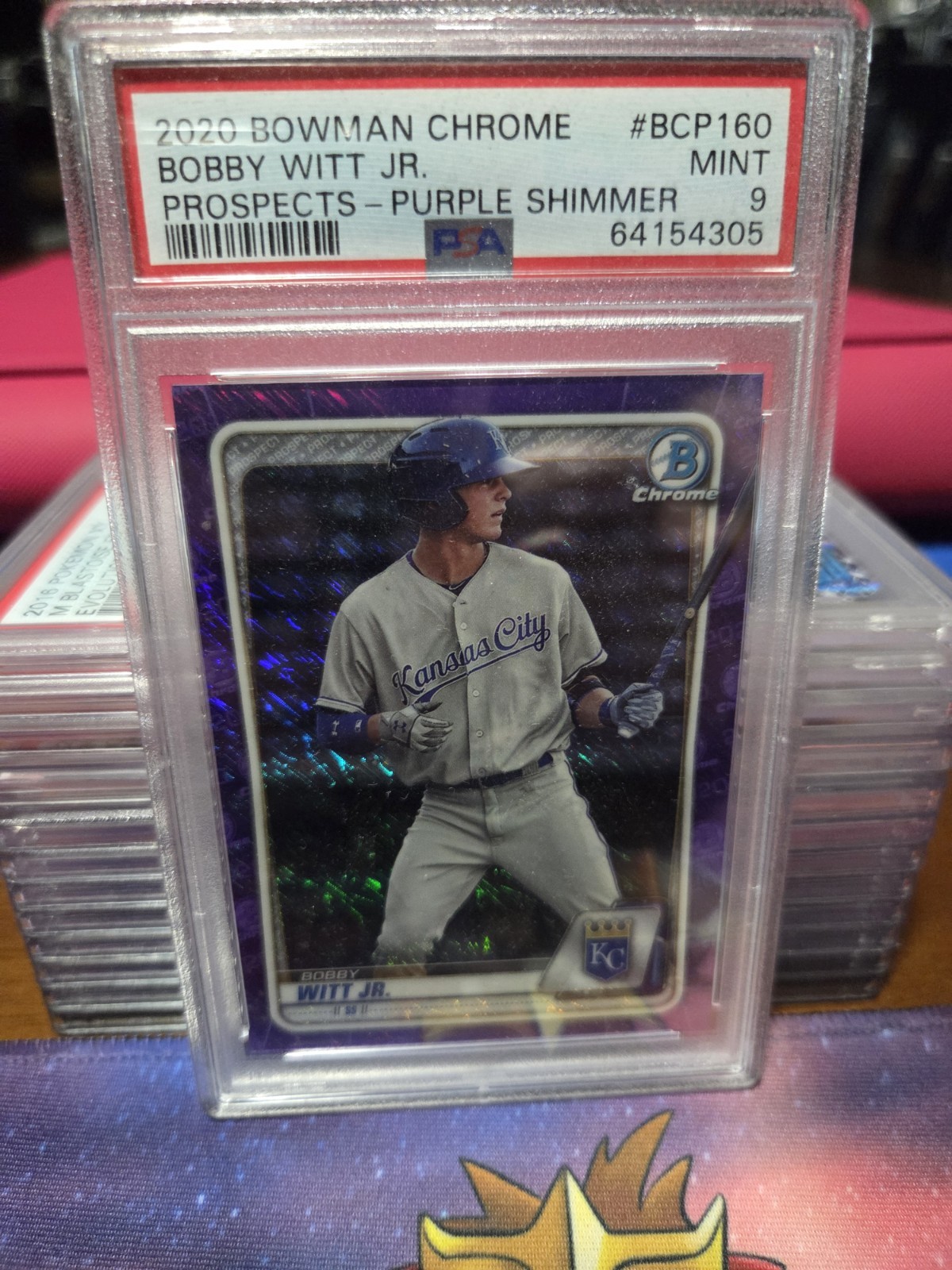 2020 BOWMAN CHROME PROSPECTS PURPLE SHIMMER #BCP160 BOBBY WITT JR. PSA 9
