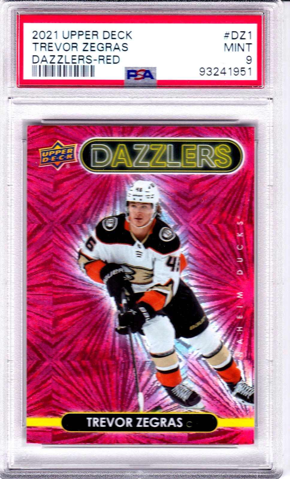 TREVOR ZEGRAS 2021-22 UPPER DECK UD DAZZLERS RED ROOKIE INSERT SP RC PSA 9 MINT