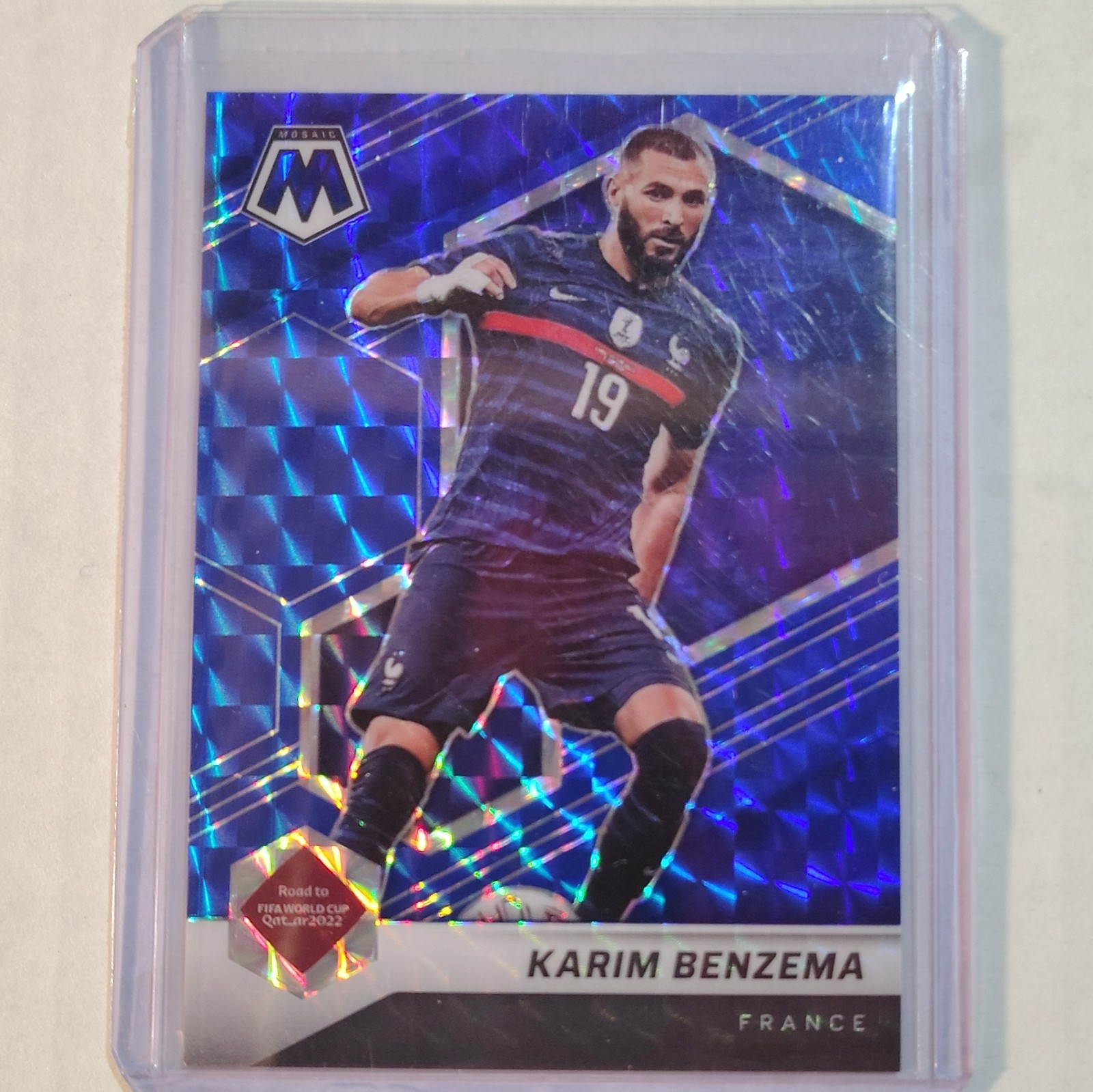 Panini Mosaic FIFA Soccer Karim Benzema France #2 Blue Mosaic Prizm 22/99