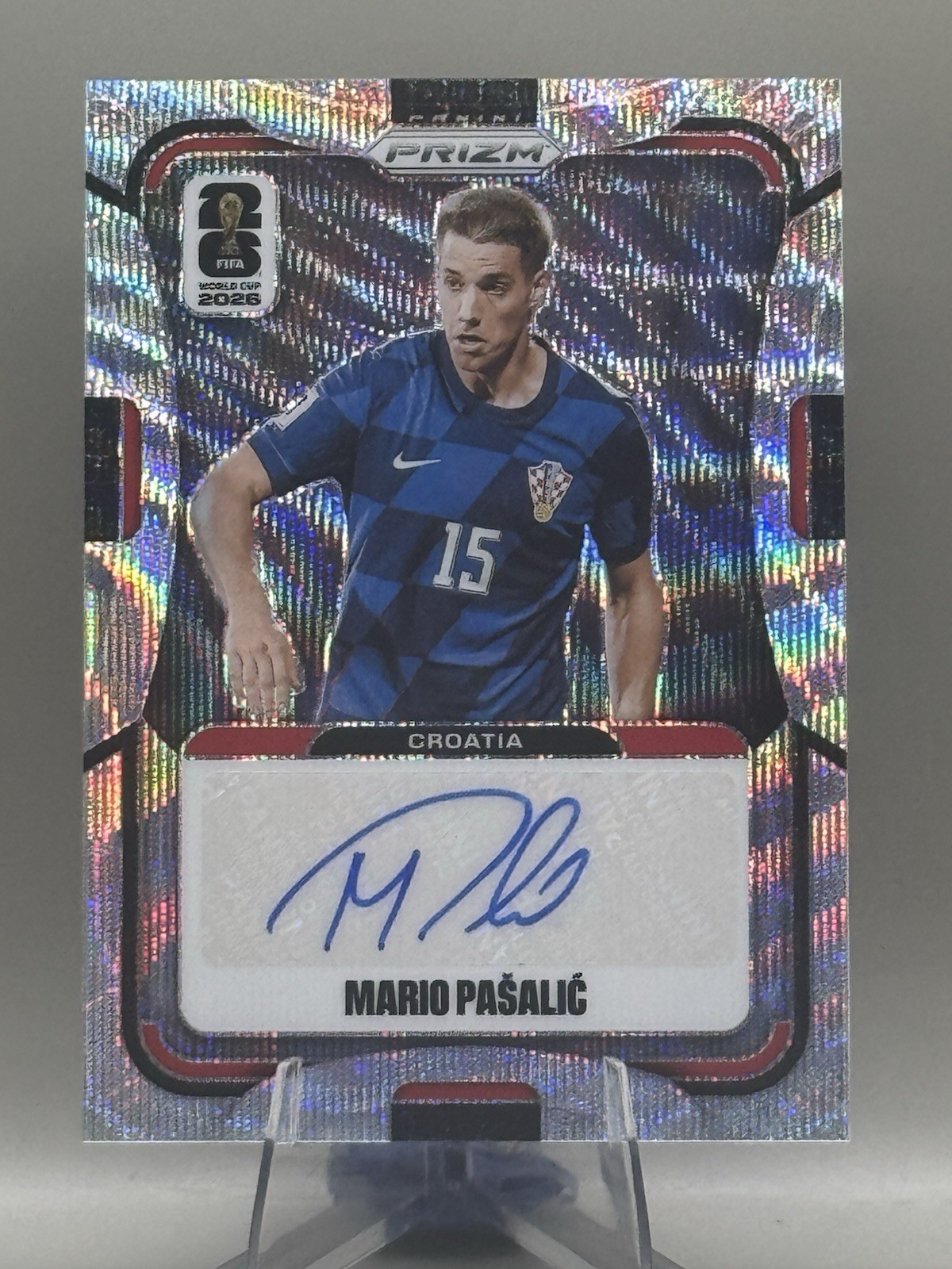 Mario Pasalic Croatia 2026 Panini World Cup Prizm Auto Silver Wave Prizm