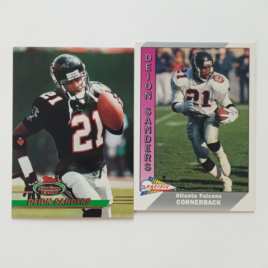 Deion Sanders 1993 Stadium Club #100 & 1991 Pacific #1