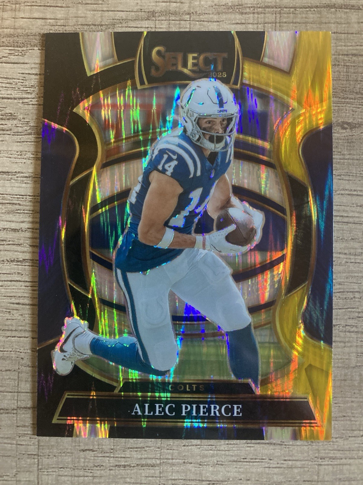 2025 Panini Select Alex Pierce Colts #32 Black Gold Shock Prizm