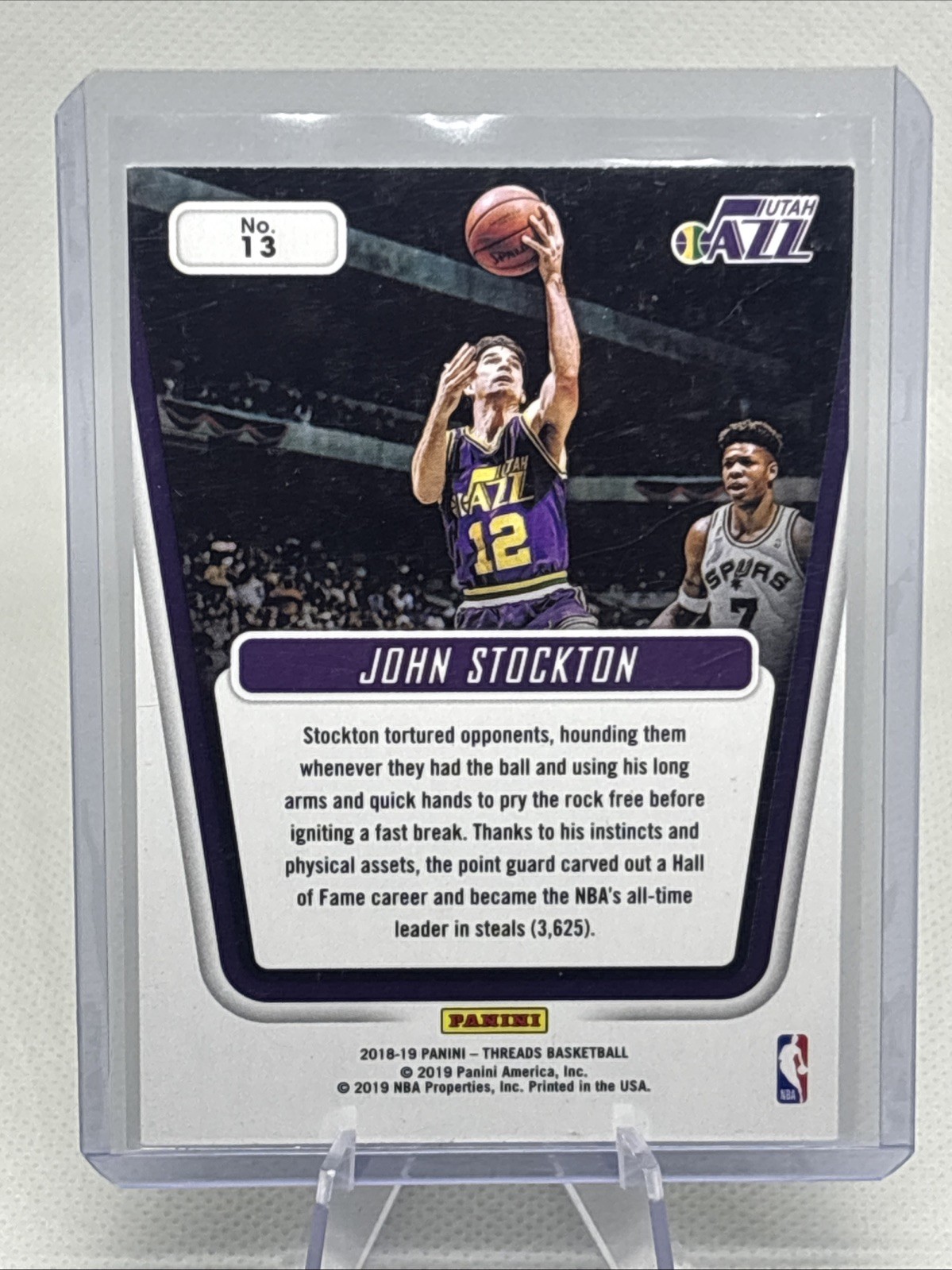 2018-19 Threads – Century Collection John Stockton #13 Dazzle Jazz HOF NM+