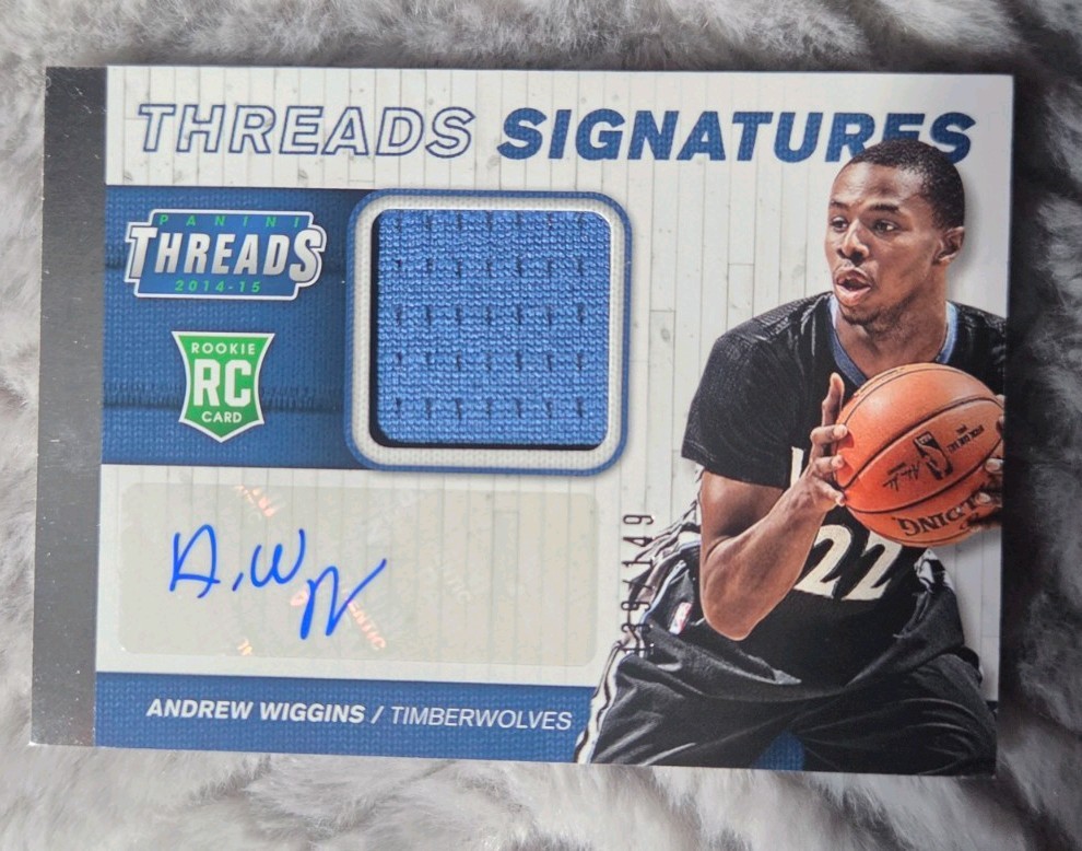 Panini Threads 2014-15 Andrew Wiggins RC Auto MEM #1 /149 Timberwolves