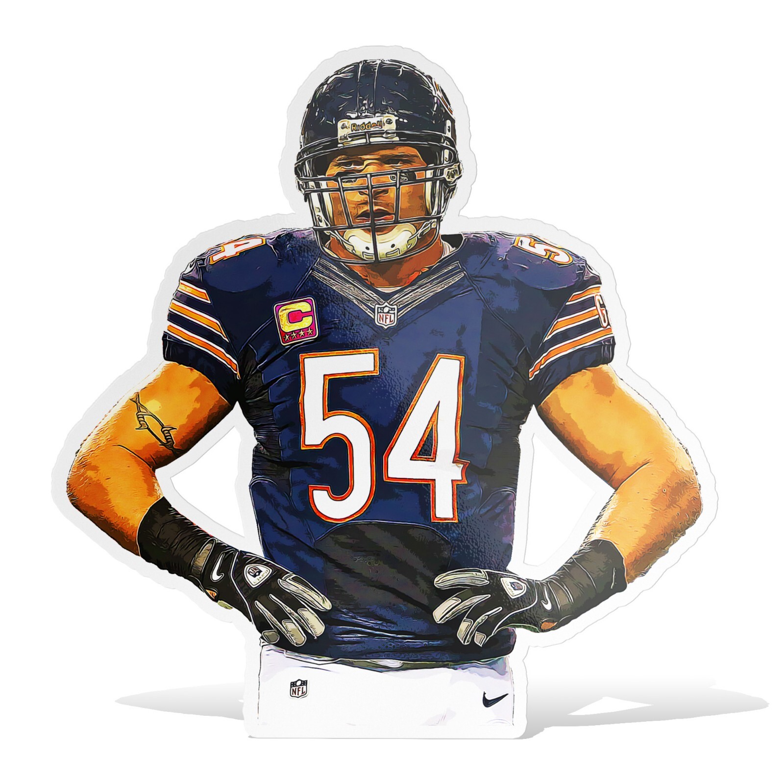 Brian Urlacher Chicago Bears Glossy Sticker Vinyl Laminate, Self Adhesive