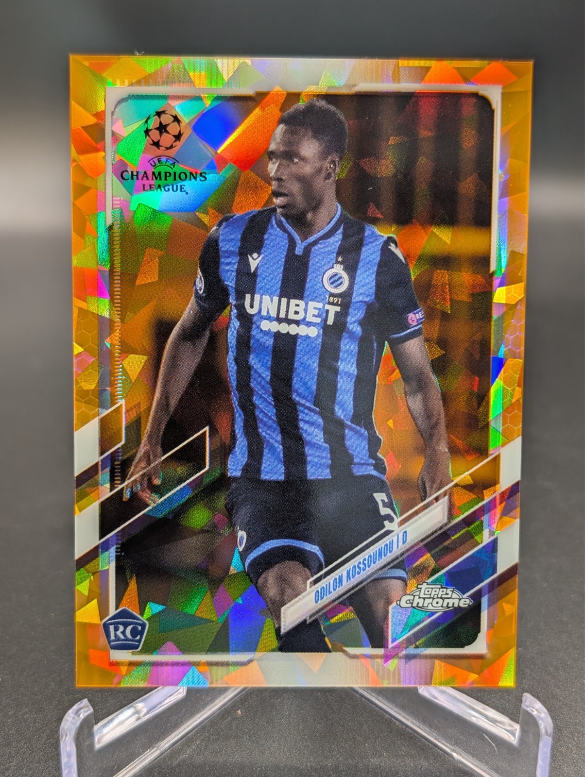 2020-21 Topps Chrome UCL Sapphire Odilon Kossounou Orange Cracked Ice /50 RC