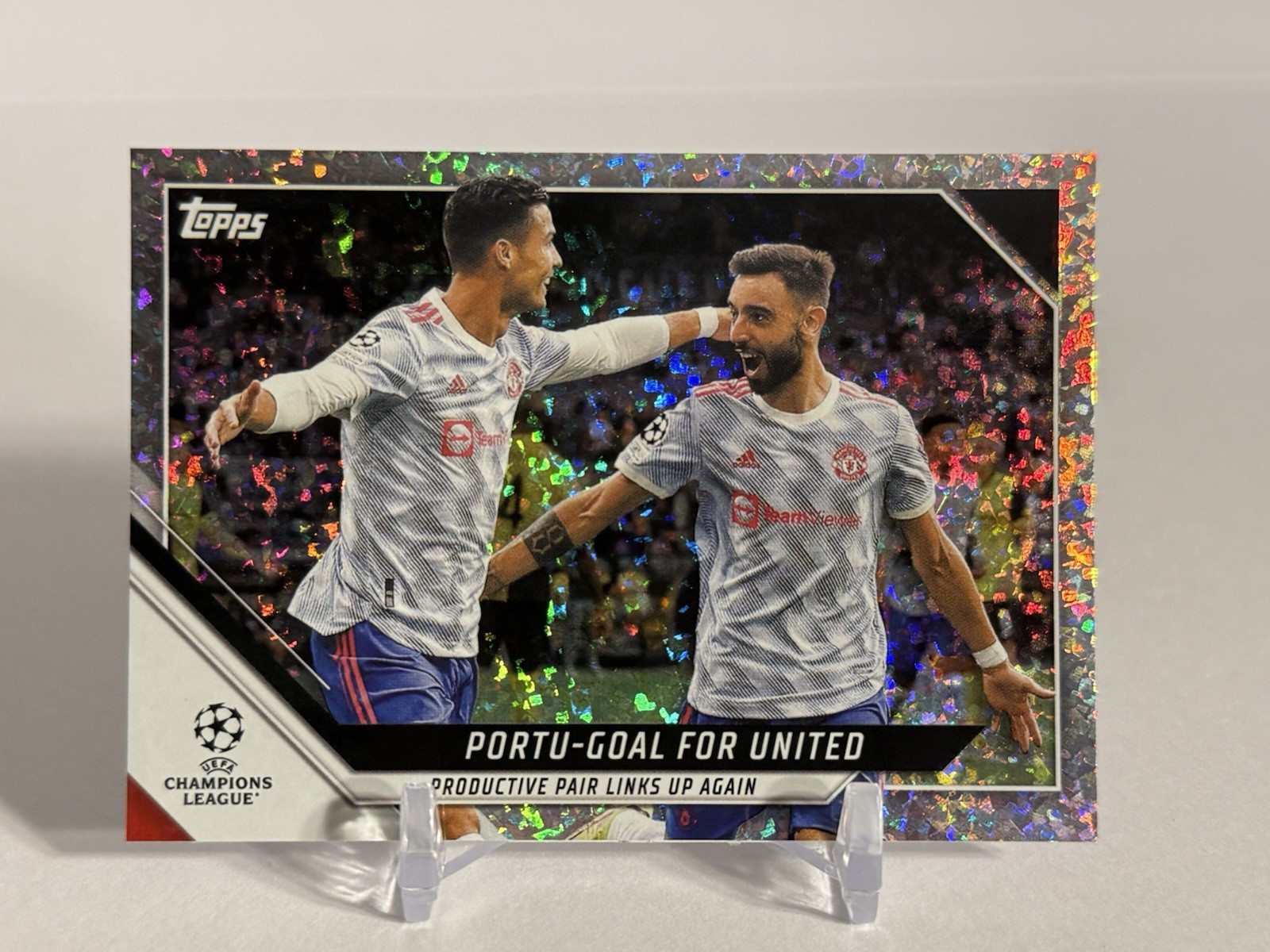 Cristiano Ronaldo Bruno Fernandes 2021-22 Topps UCL Sparkle Foil MAN U #128