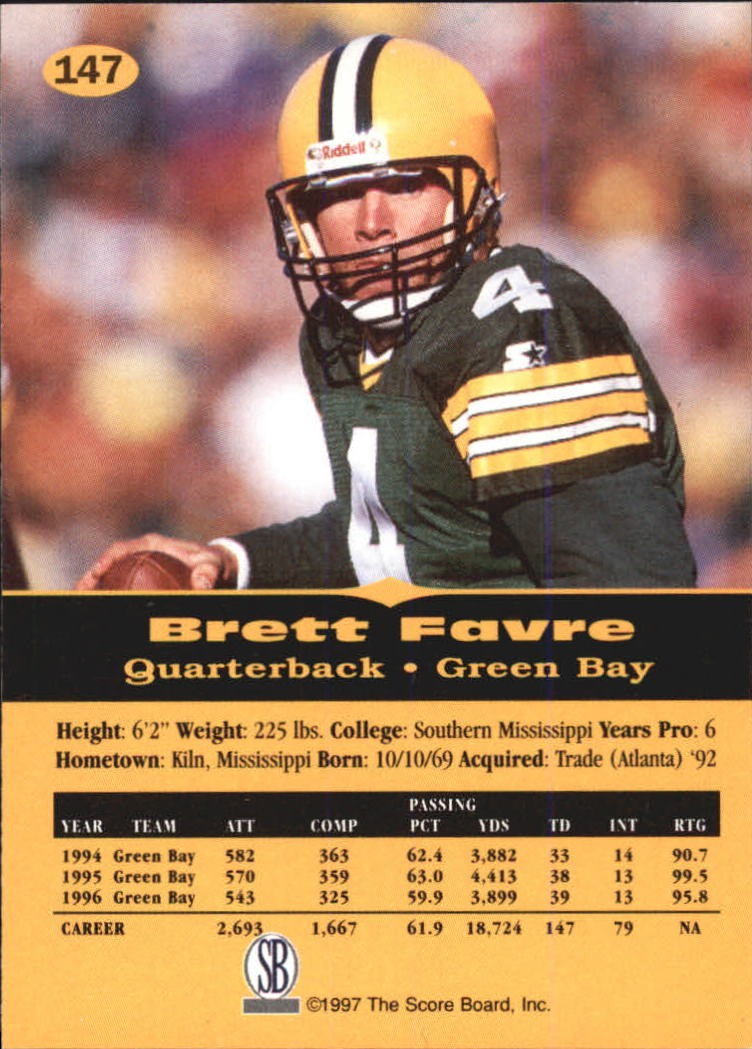 1996-97 Score Board All Sport PPF #147 Brett Favre