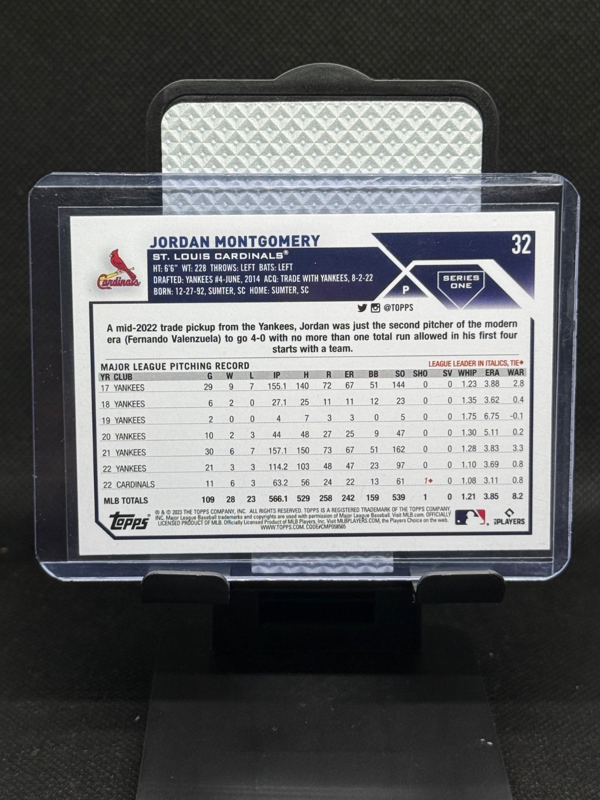 2023 Topps Series 1 – All Star Game Stamp – #32 Jordan Montgomery – Cardinals