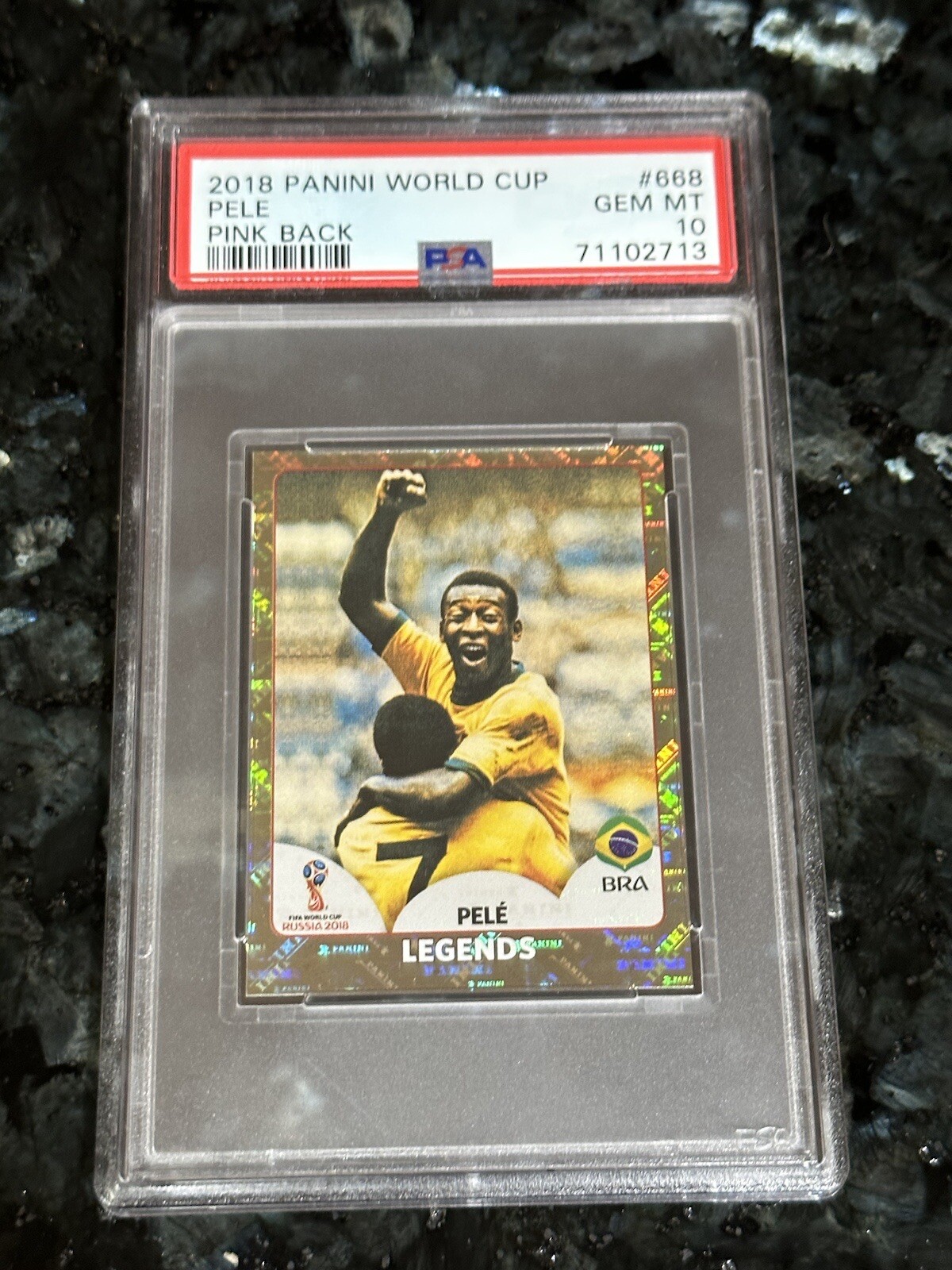 💎2018 PELE Panini World Cup Legends Pink Back Gold Foil Refractor PSA 10 prizm