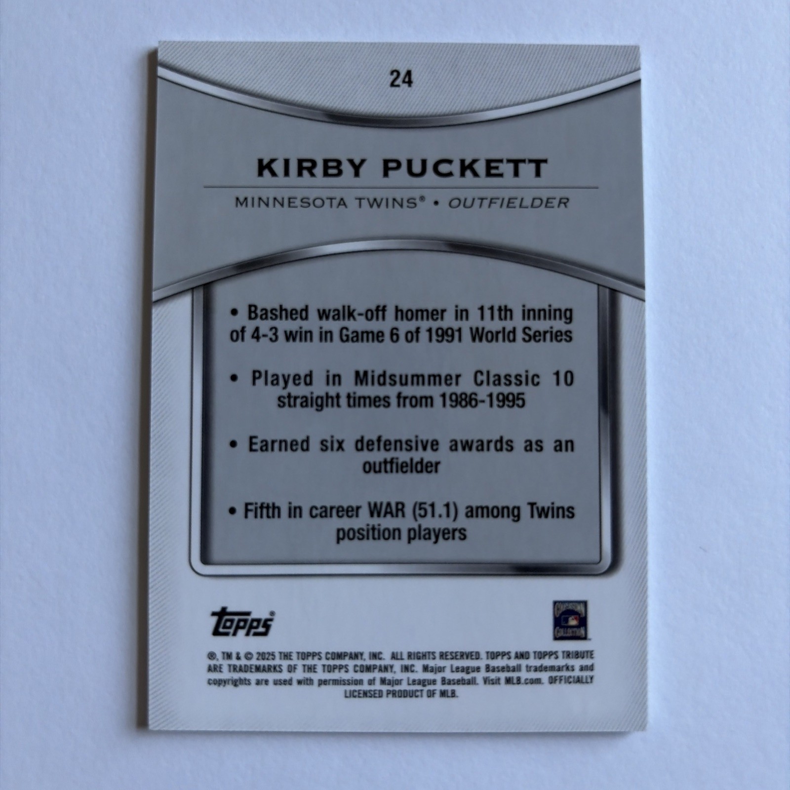 2025 Topps Tribute – Kirby Puckett #24