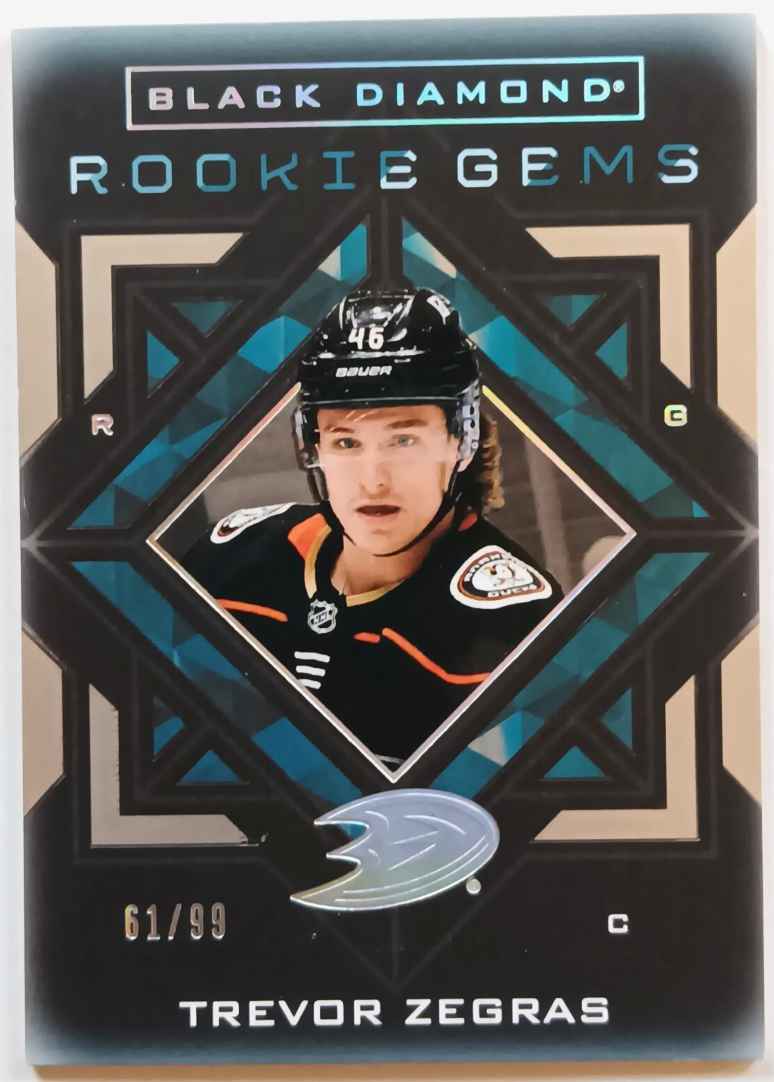 2021-22 Black Diamond Rookie Gems Trevor Zegras /99 Ducks Flyers