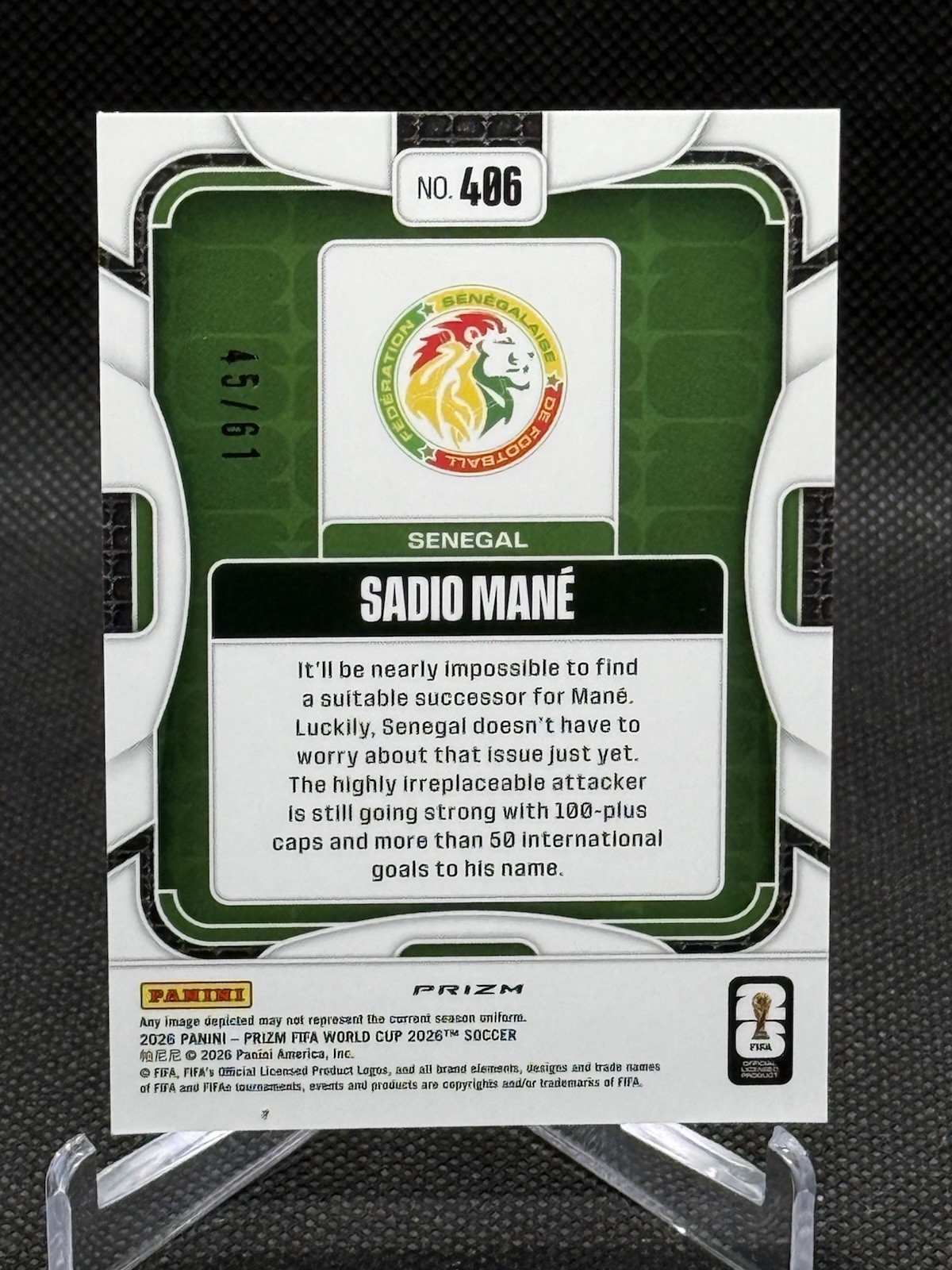 2026 Panini Prizm FIFA World Cup Sadio Mané Panini Logo /61 SSP Senegal