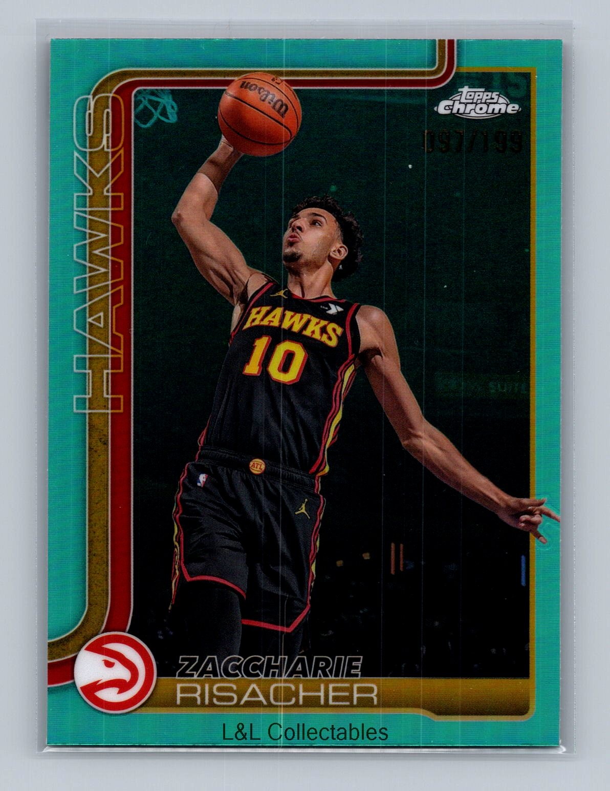 2025-26 Topps Chrome #2 Zaccharie Risacher Aqua Refractor #/199