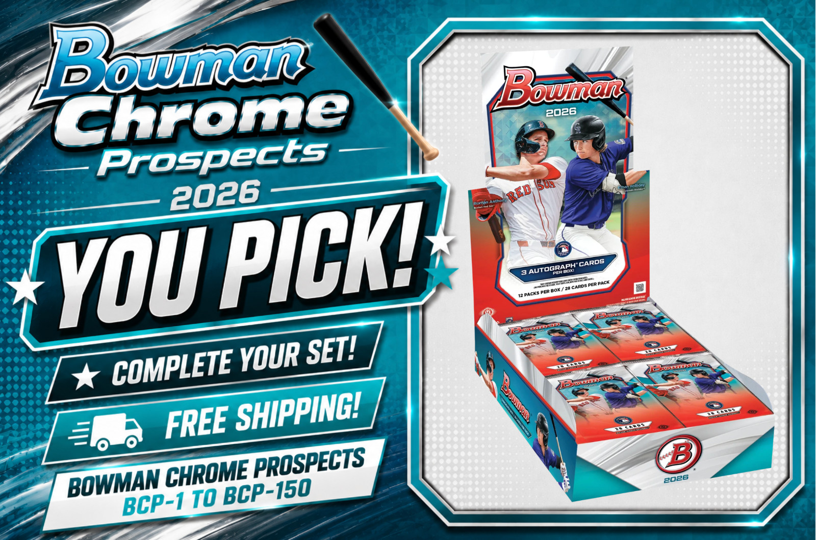 2026 Bowman • Chrome Prospects BCP-1–BCP-150 • YOU PICK • NM/M