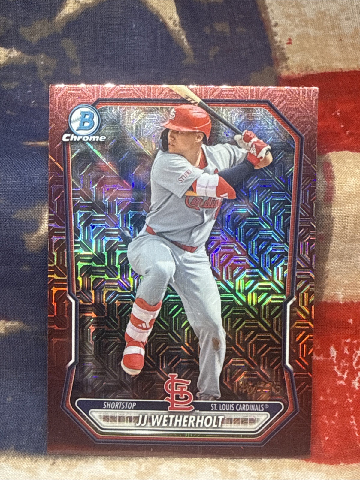 2026 Bowman – Burgundy Mojo Refractor 146/275 JJ WEATHERHOLT #BCP-115 Cardinals