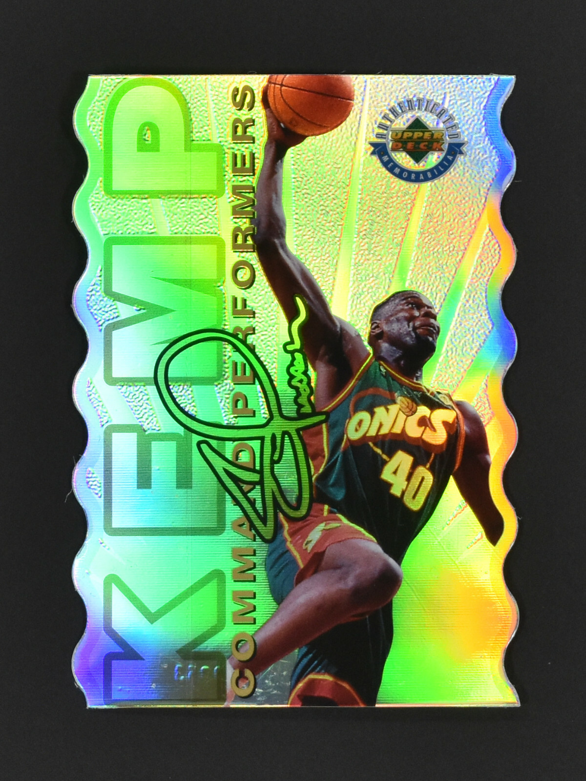 1996 UD Authenticated Command Performers Shawn Kemp Die Cut Refractor #’ed/5000