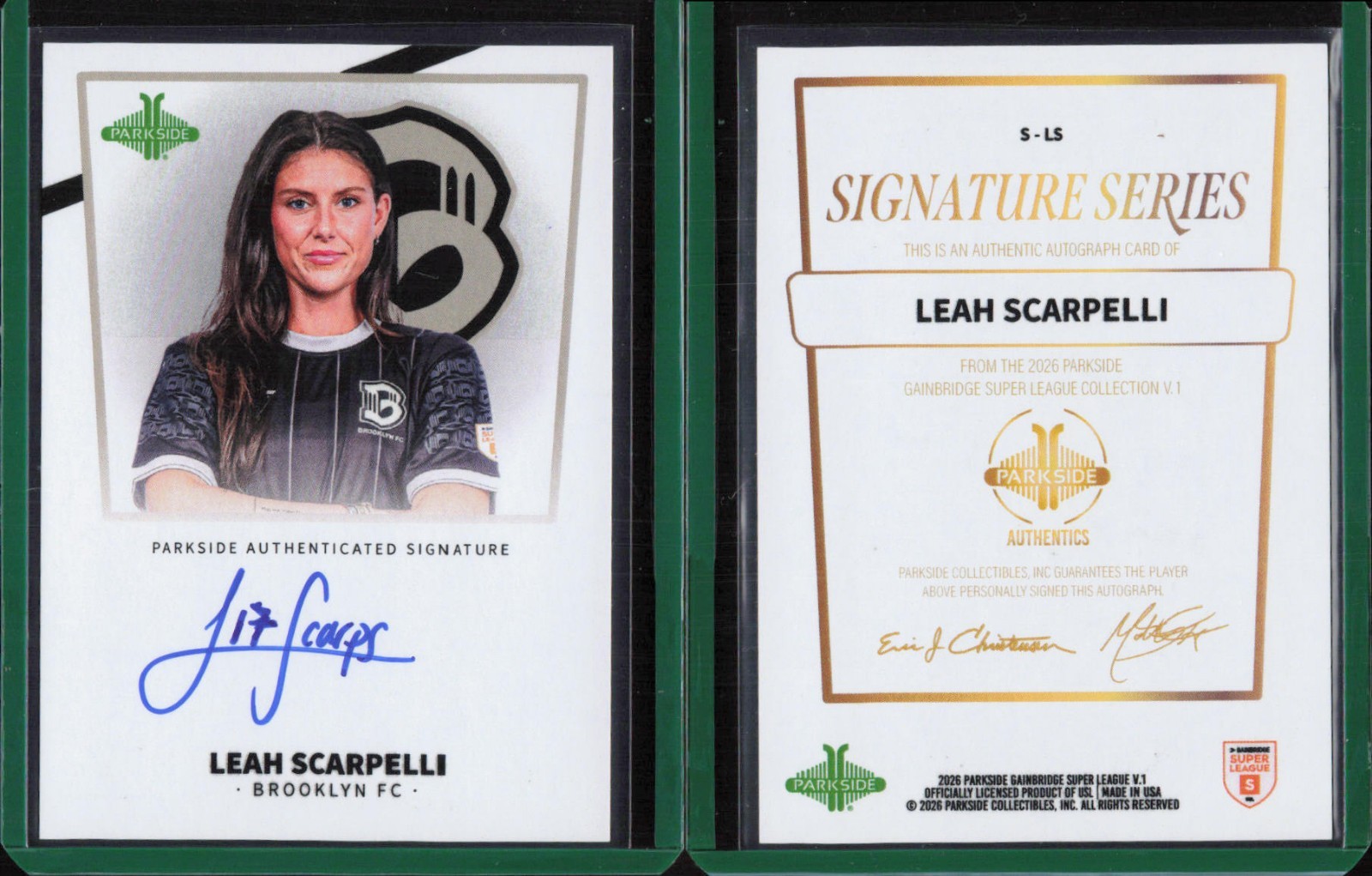2026 Parkside USL Gainbridge Super League Signatures Auto #LS Leah Scarpelli