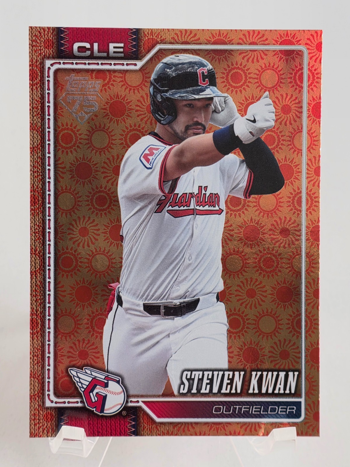 Steven Kwan 2026 Topps Series 2 Orange “Sun” Holo Foil Parallel #675 Guardians