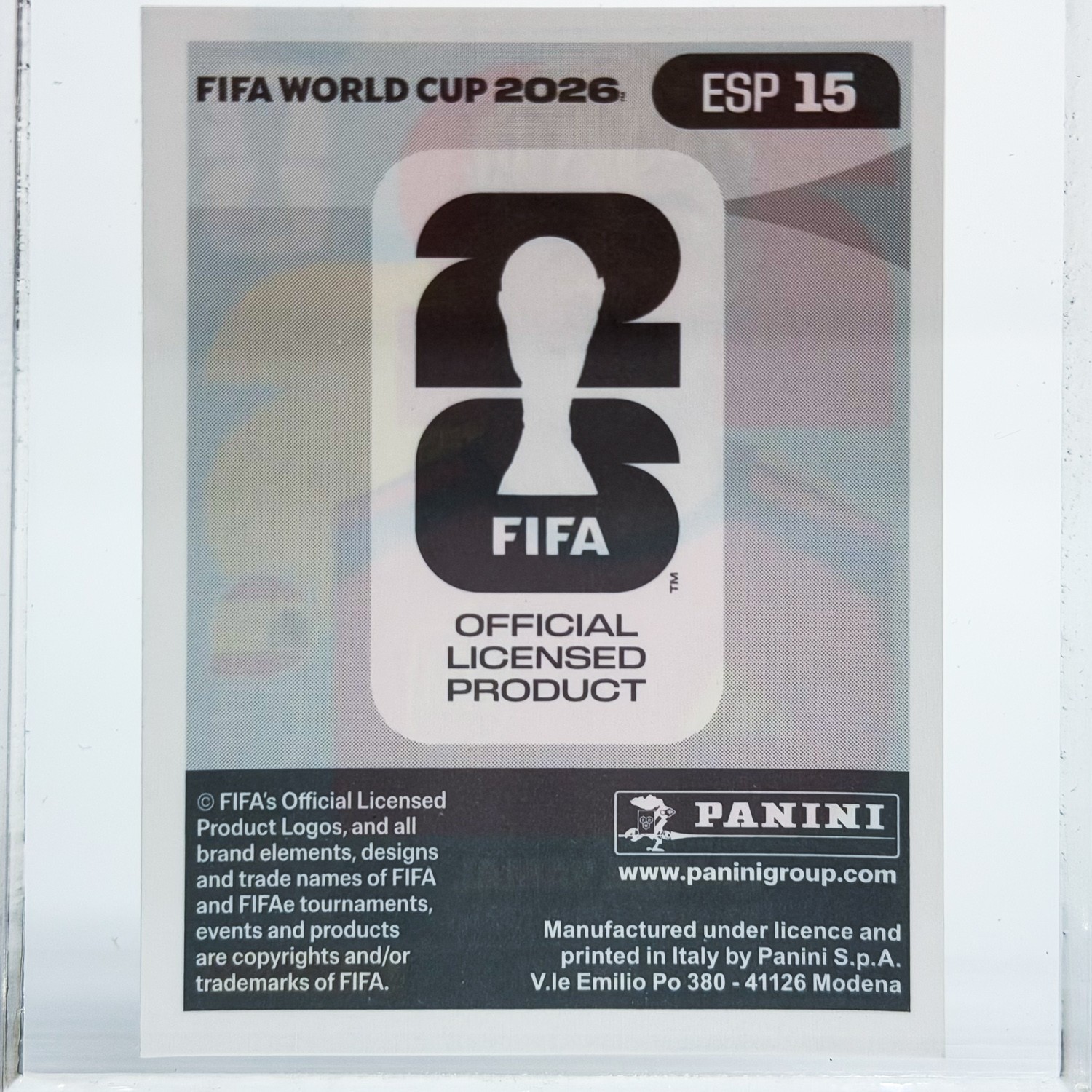 2026 Panini FIFA World Cup Lamine Yamal Spain Sticker ESP15 Base NM