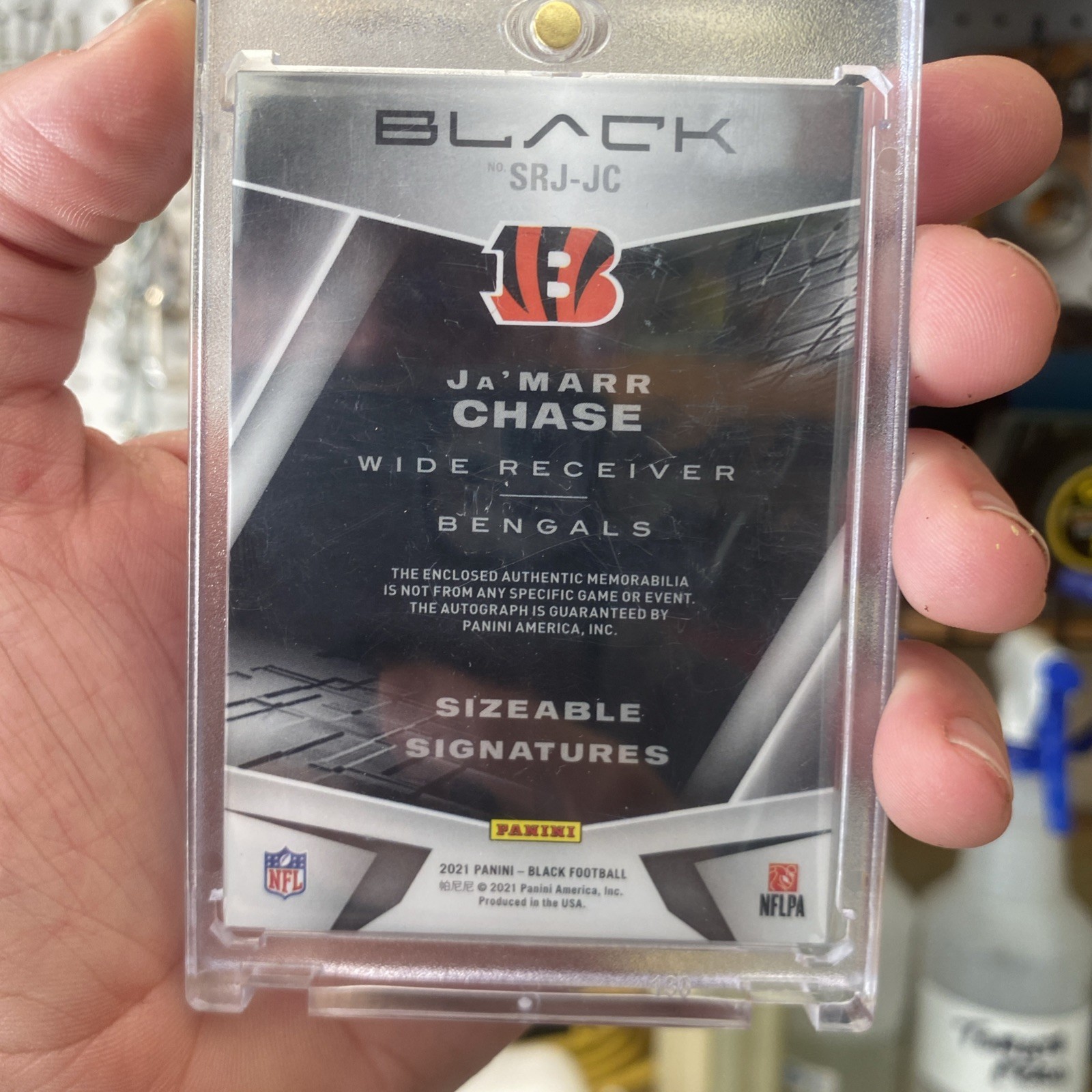 2021 Panini Black – Sizeable Signatures Rookie Jerseys Ja’Marr Chase #SRJ-JC /99