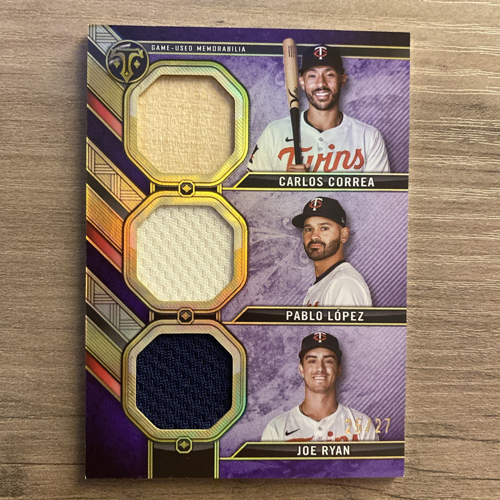 2024 Triple Threads Relic Combos Amethyst /27 Carlos Correa Pablo Lopez Joe Ryan