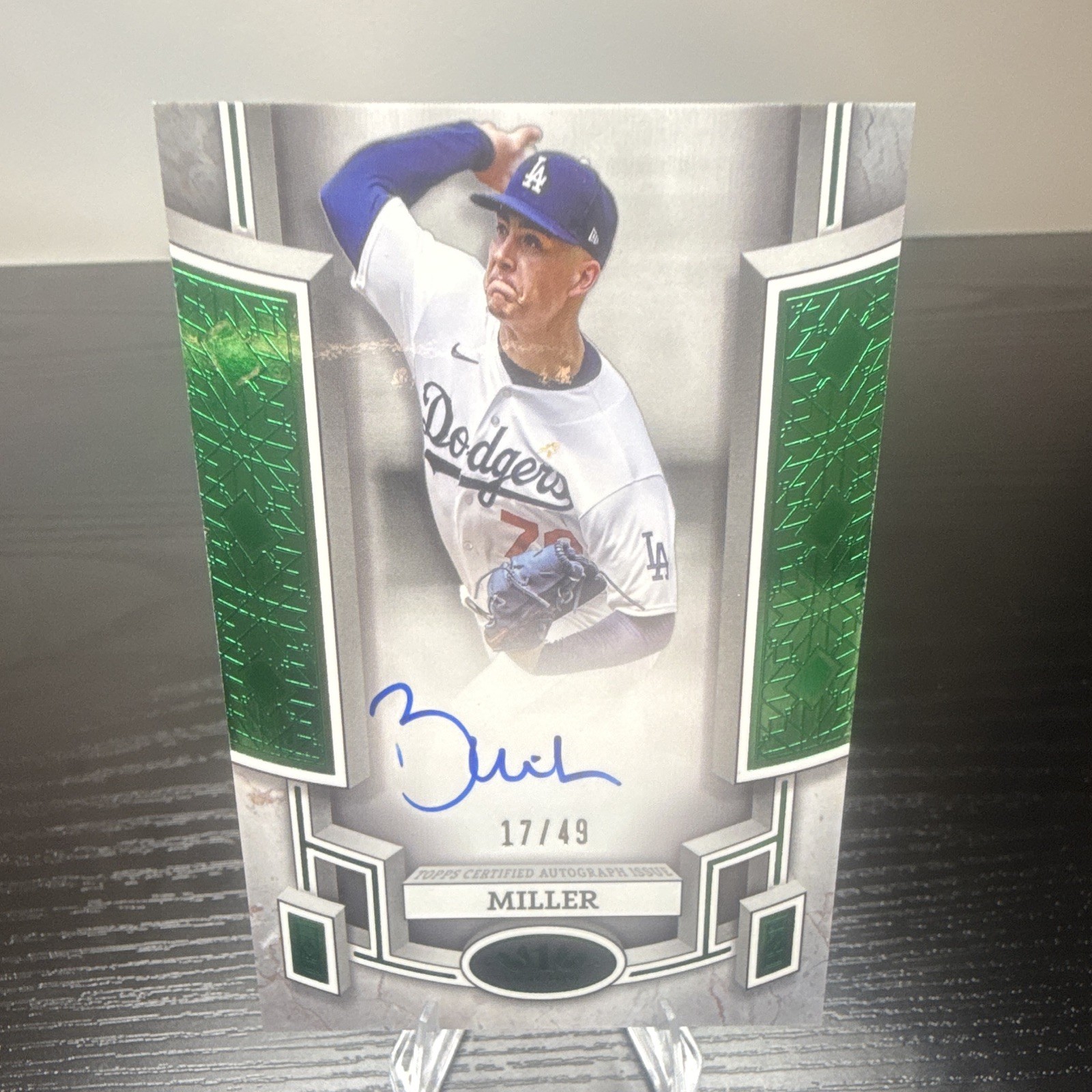 Bobby Miller 2024 Topps Tier One Auto Green /49 Dodgers On-Card Autograph