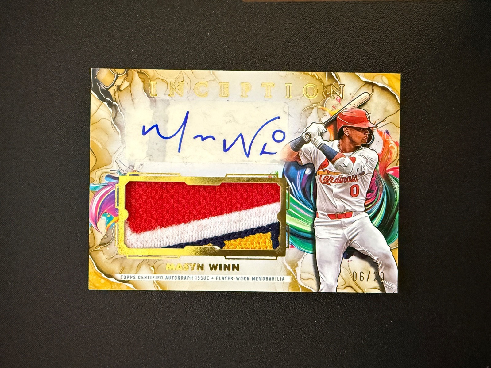 2025 Topps Inception – Masyn Winn Autograph 4 Color Patch Relic Gold /20 IAPC-MW