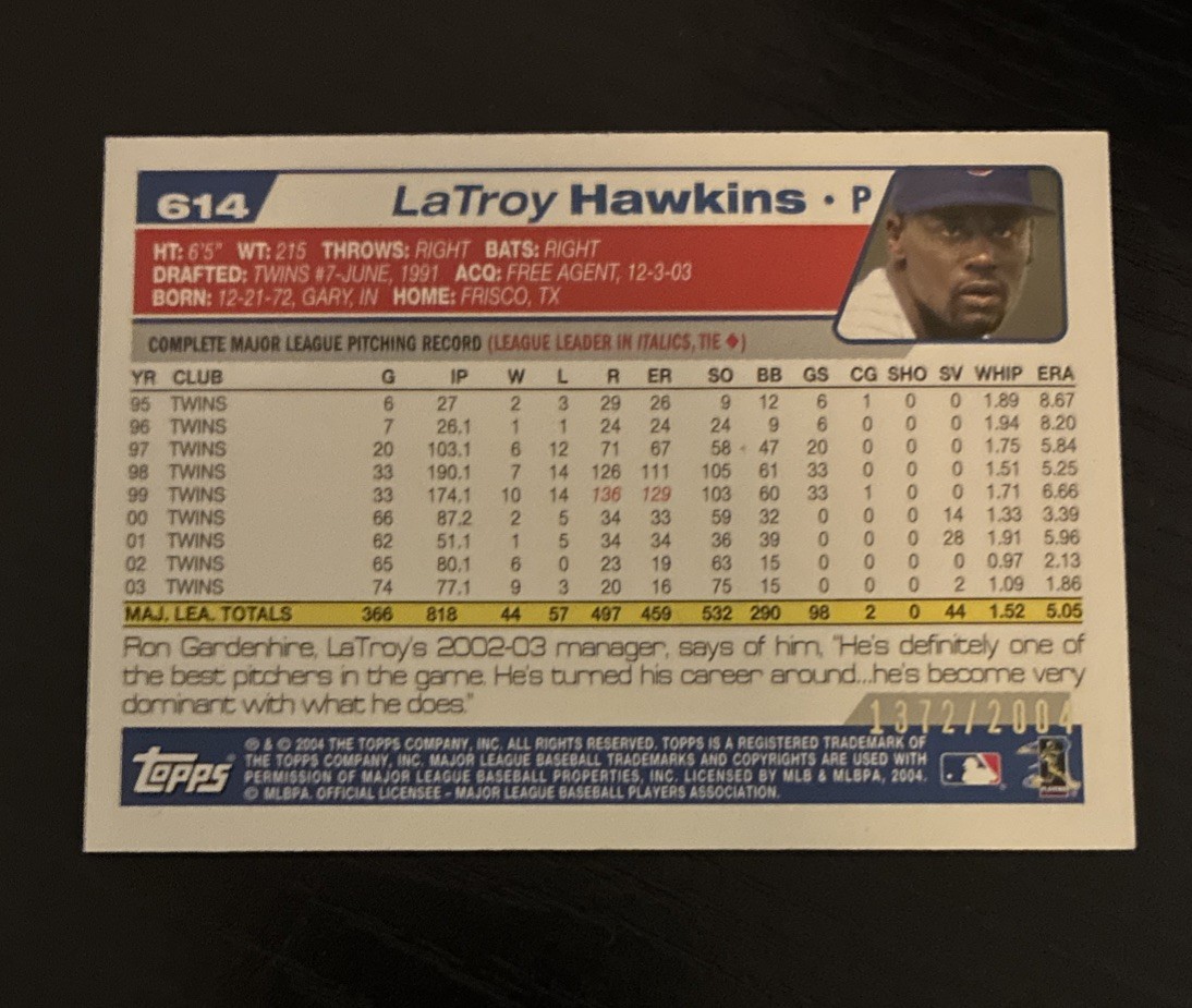 2004 Topps – LaTroy Hawkins #614 Gold /2004 Cubs