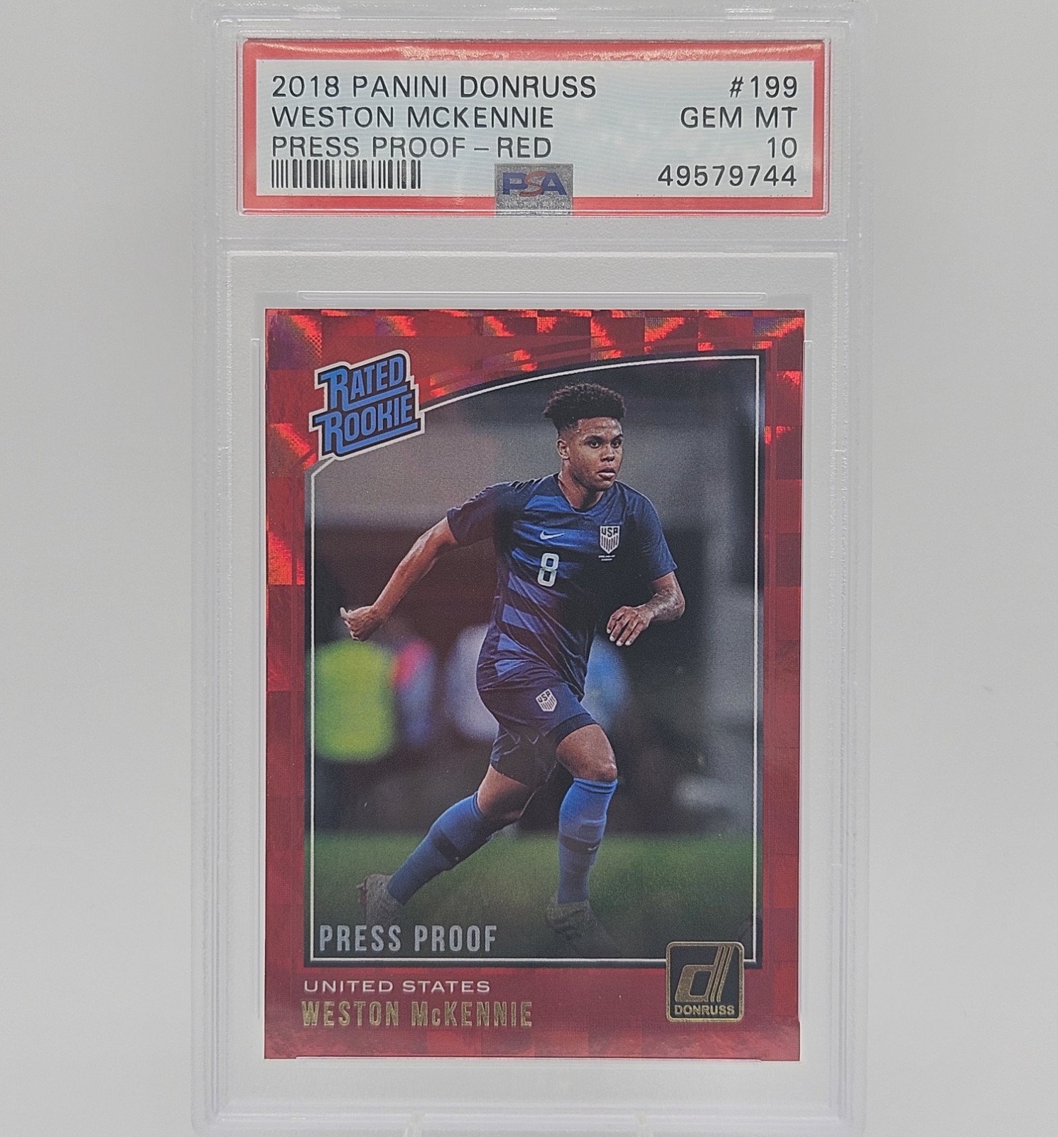 Weston McKennie 2018 Panini Donruss Rookie Press Proof Red PSA 10 USA World Cup