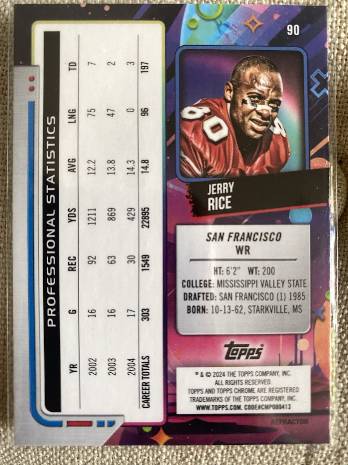 2024 Topps Cosmic Chrome – Jerry Rice #90 Refractor