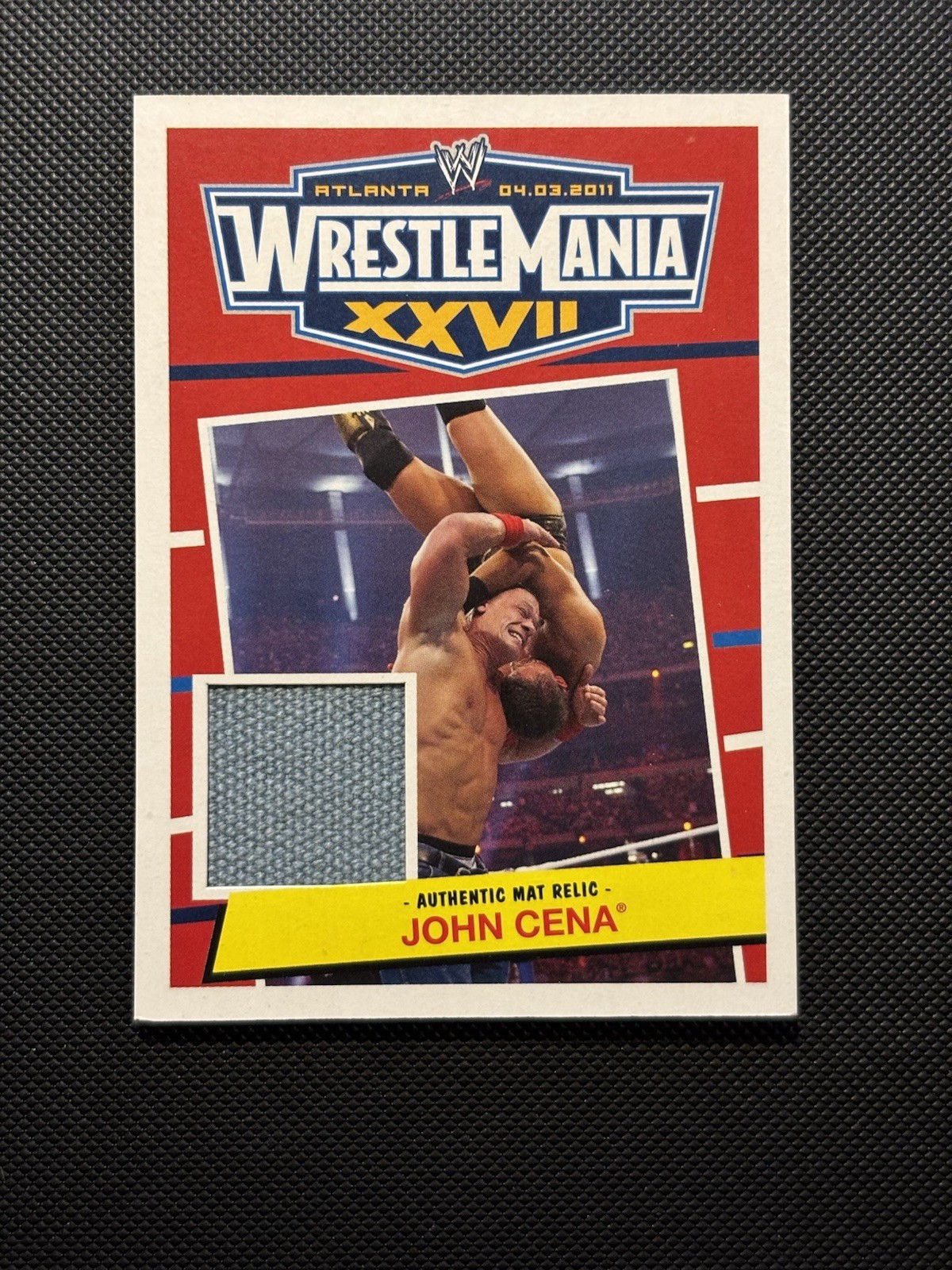 John Cena 2012 Topps Heritage WWE Wrestlemania XXVII Mat Relic