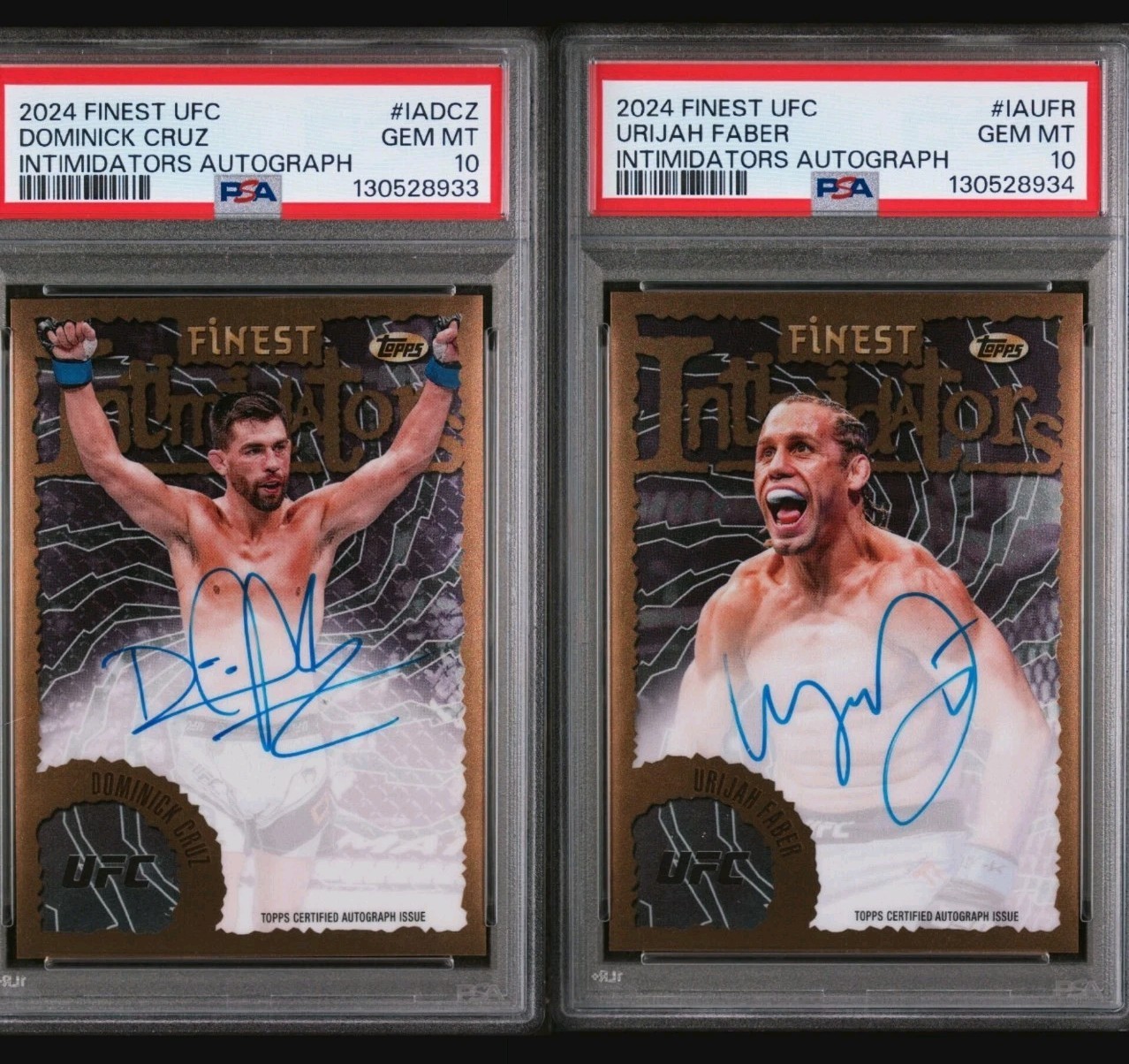 2024 Topps Finest UFC Dominick Cruz & Urijah Faber Intimidators Auto PSA 10 Pair