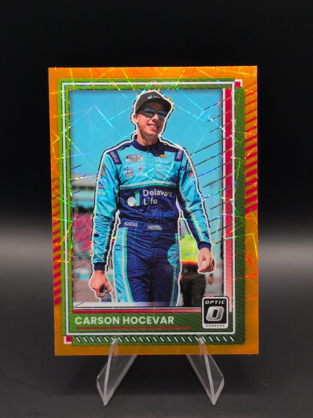 2025 Panini Donruss Nascar – Carson Hocevar #57 Optic Orange Velocity Prizm