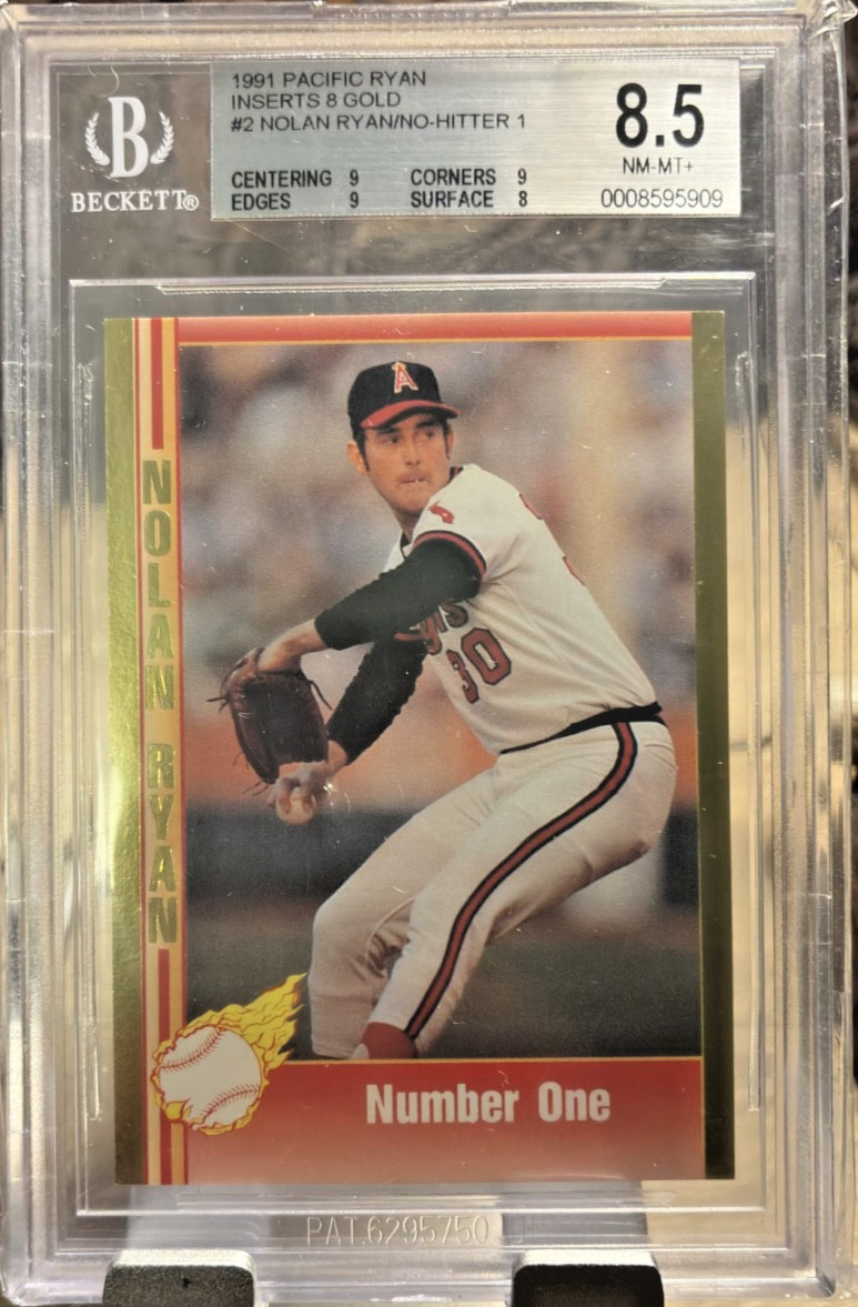 1991 Pacific Nolan Ryan card 1st No-hitter “Number One” Gold chase card BGS 8.5