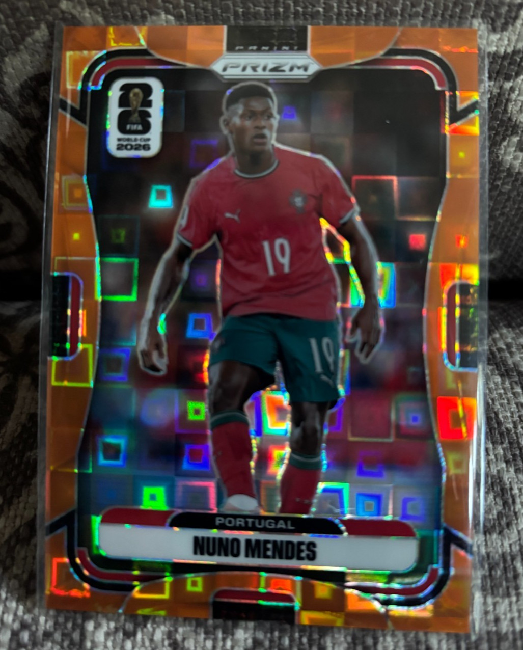 2026 Panini Prizm World Cup Nuno Mendes Orange Pandora Prizm #/215 Portugal PSG