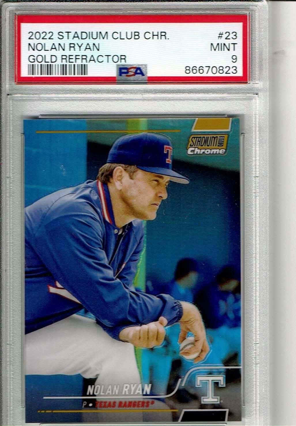 2022 Topps Stadium Club Chrome Nolan Ryan #23 Gold Refractor /50 PSA 9 POP=5