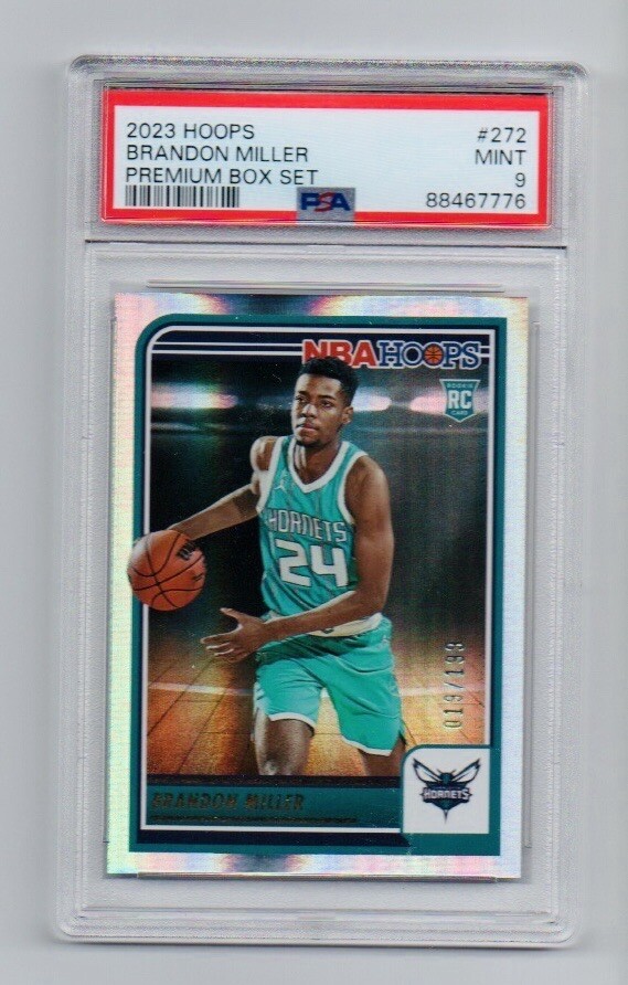 2023 Hoops Premium Box Set BRANDON MILLER RC #’d /199 PSA 9 POP: 12 MINT Rookie