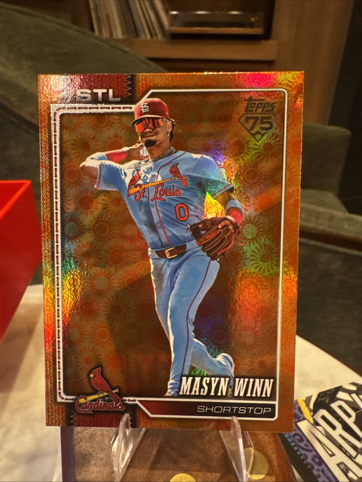 2026 Topps Series 2 Orange “SUN” Holo Foil Parallel #526 Masyn Winn, Cardinals