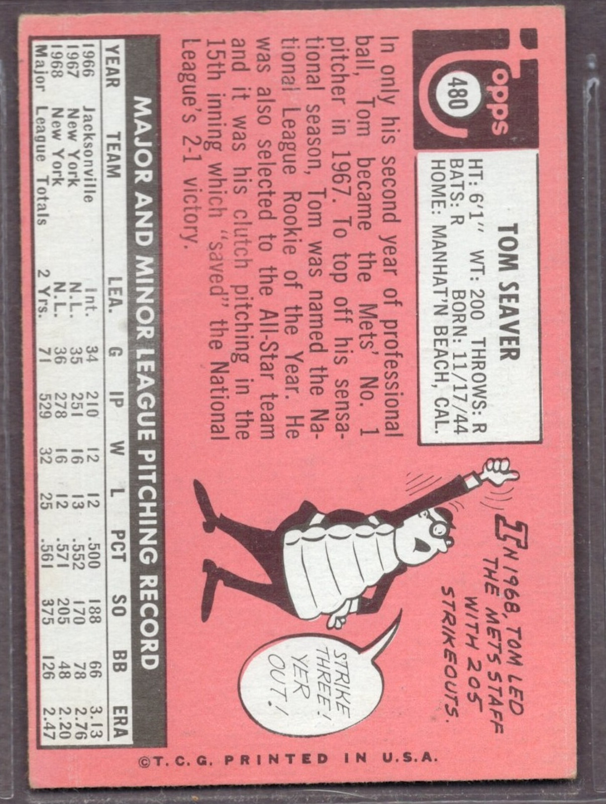 1969 Topps Set-Break #480 Tom Seaver VG-VGEX *JAYSACE*