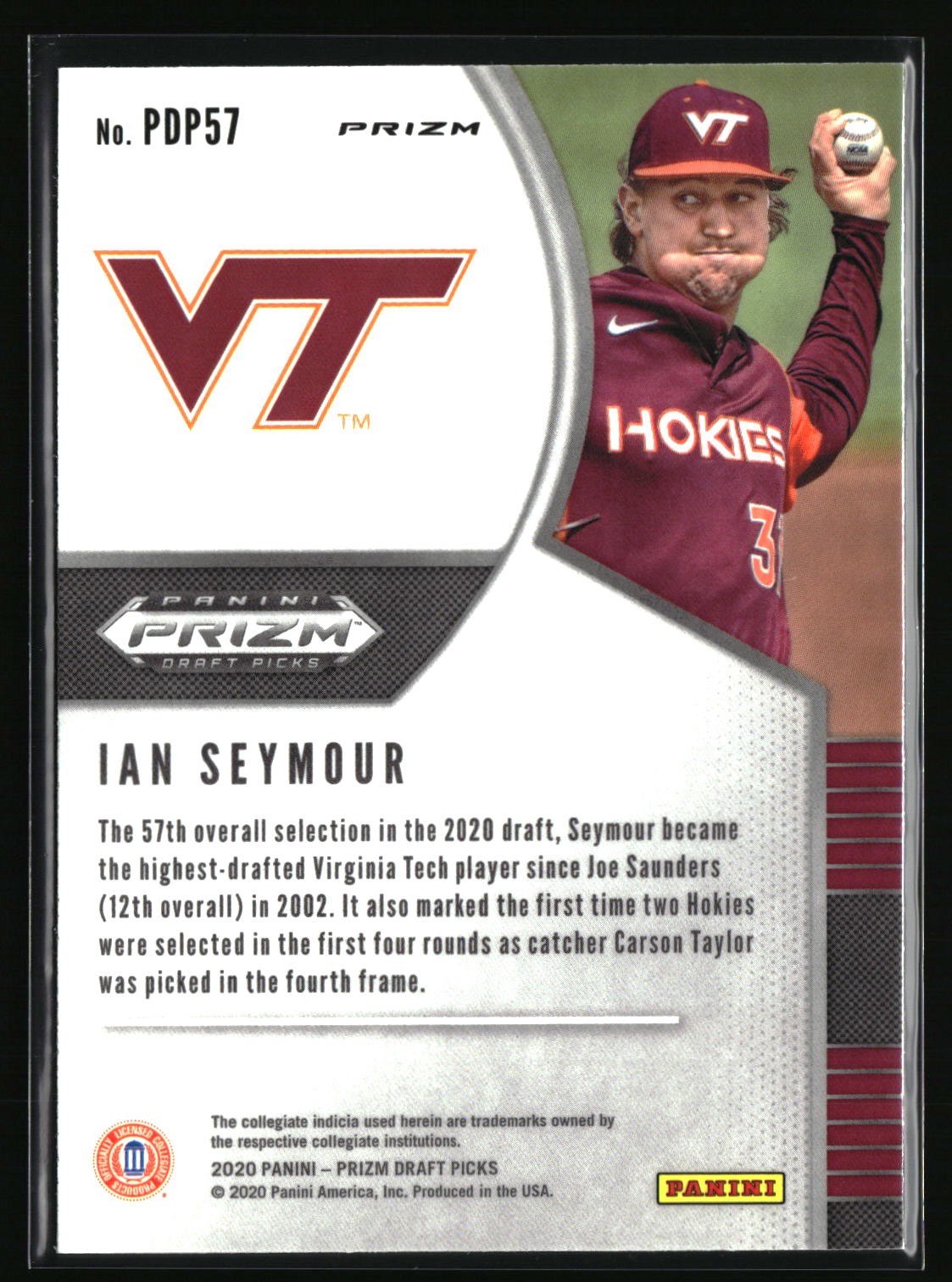 2020 Panini Prizm Draft Picks #PDP57 Ian Seymour Hyper Red and Purple