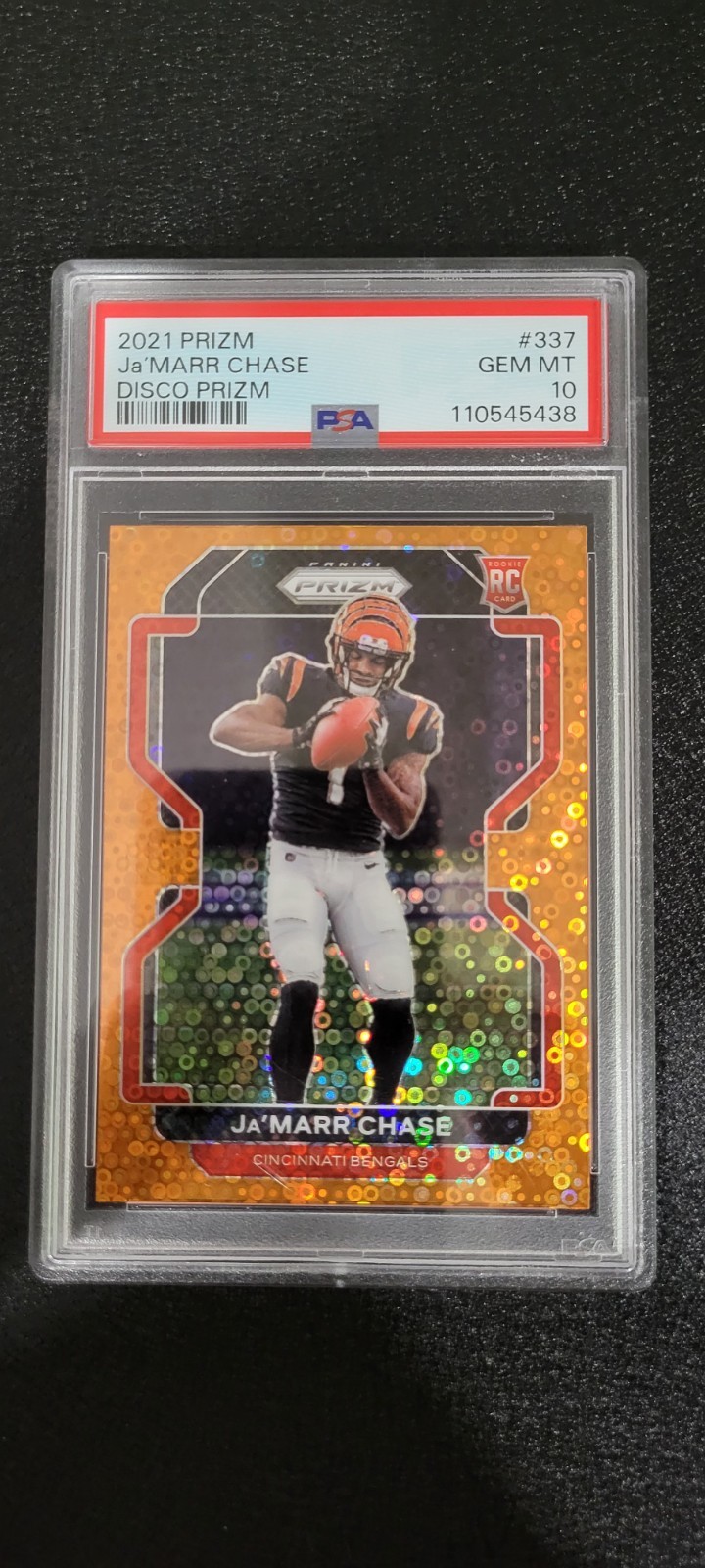 2021 PANINI PRIZM ROOKIE RC JA’MARR CHASE ORANGE DISCO PRIZM PSA 10 GEM MT